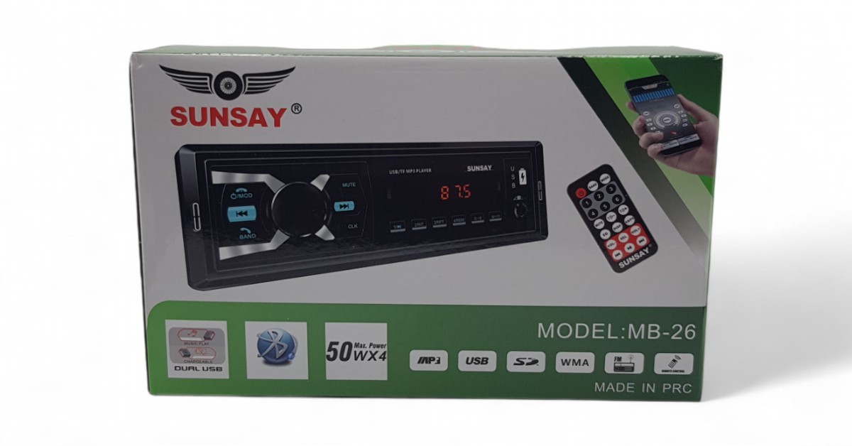 SUNSAY Mb-26 KUMANDALI  Bluetooth Oto Teyip ,bluetooth,iki usb girişi,sd,aux,iso