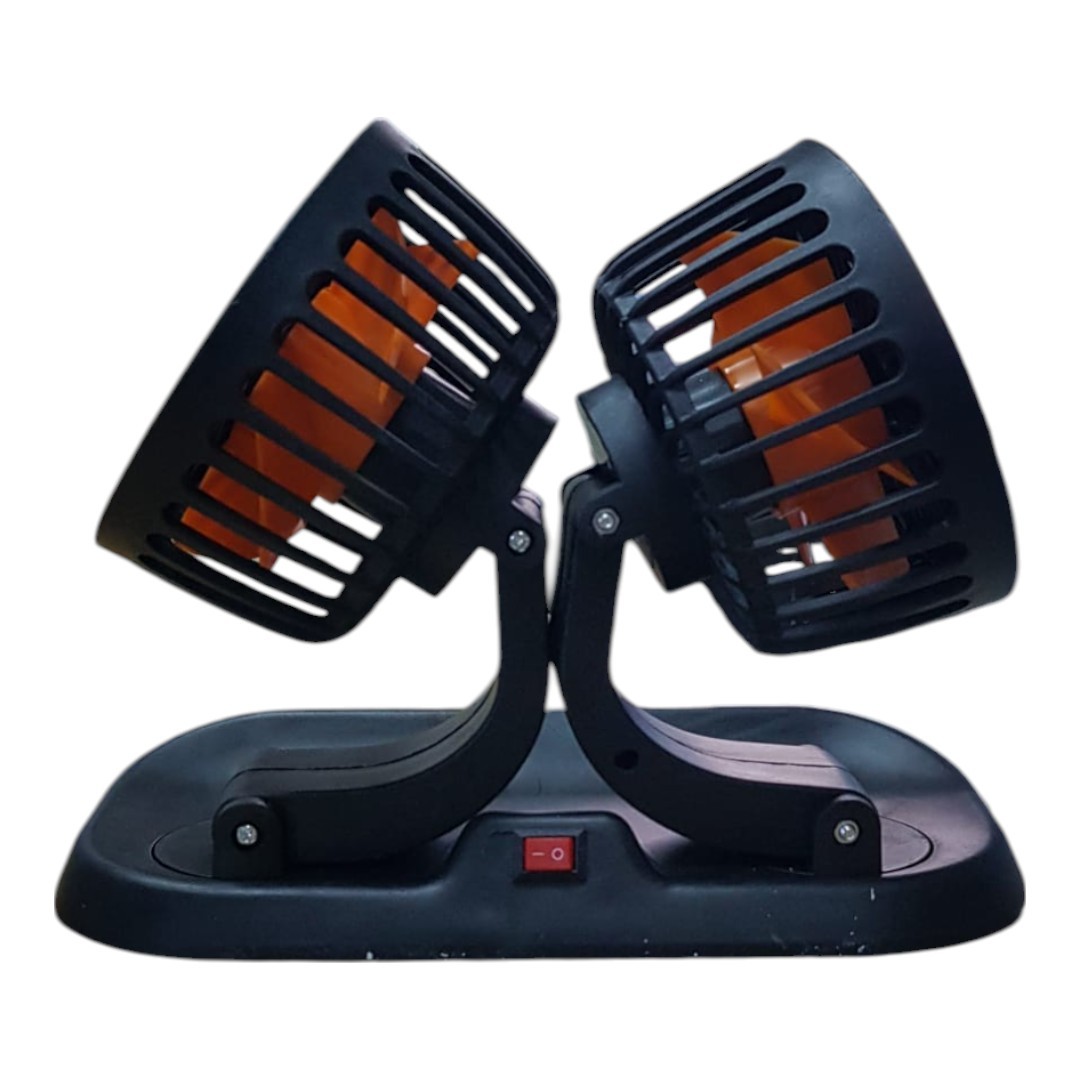2 Kademeli Çift Başlı 360 ° Dönebilen Araç Fanı 12V USB Girişli Oto Fan Soğutucu Vantilatör