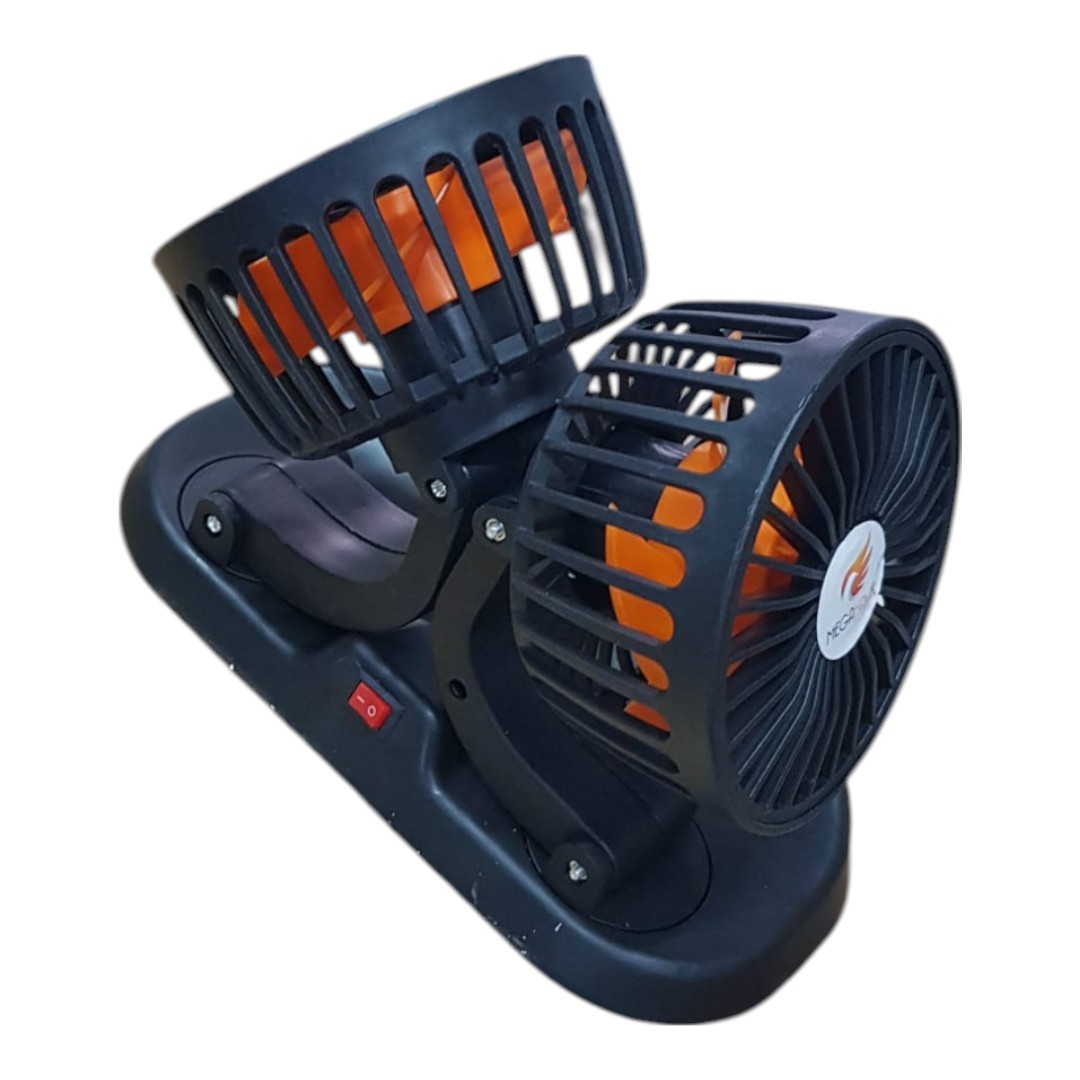 2 Kademeli Çift Başlı 360 ° Dönebilen Araç Fanı 12V USB Girişli Oto Fan Soğutucu Vantilatör