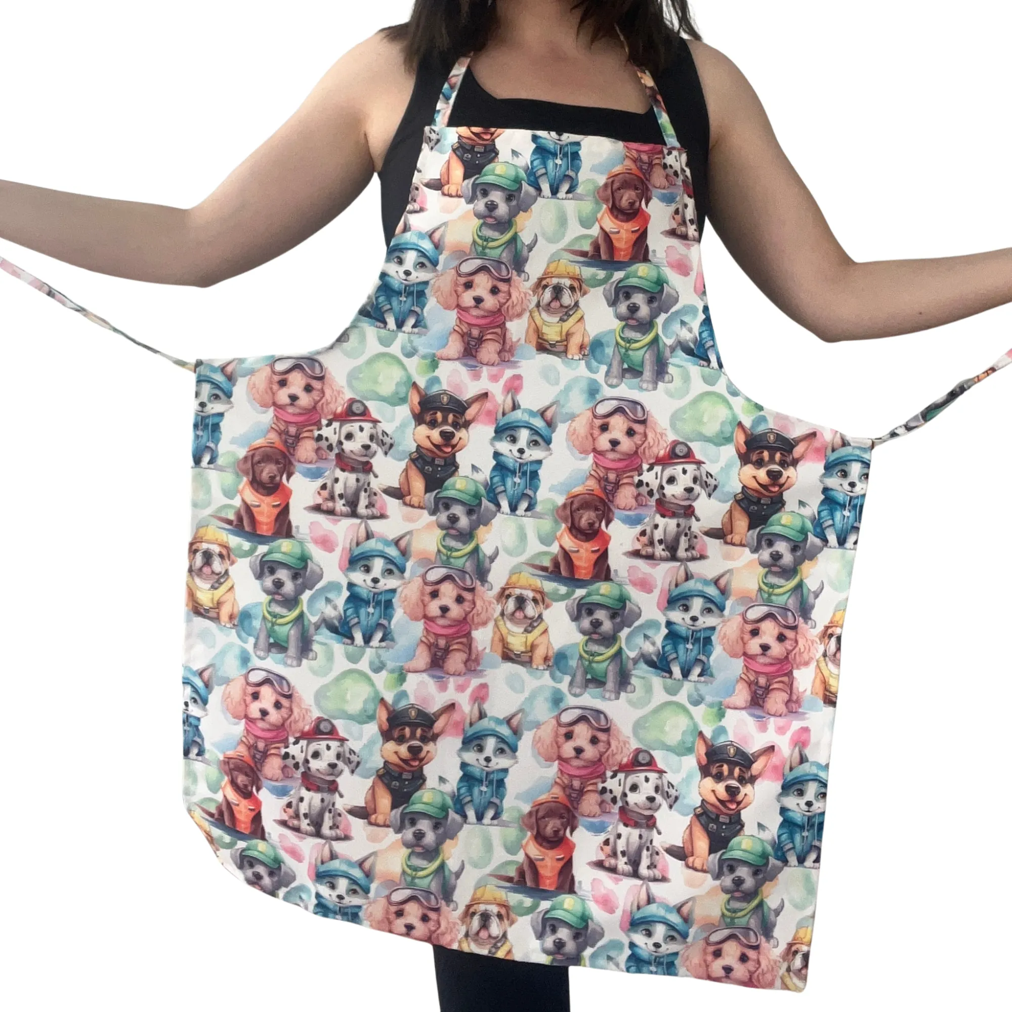 Dijital Baskılı Mutfak Önlüğü – Tek Önlük veya Çantalı Set | Dayanıklı Petek Kumaş | Şef, Barista, Ev & Hobi Kullanımı - Köpek Desenli Tek Önlük