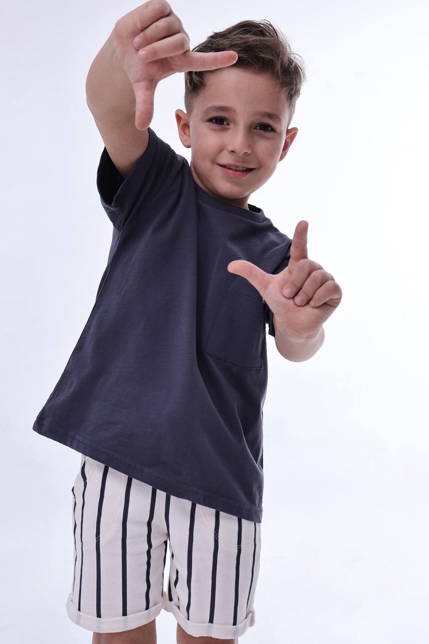 Çizgili Şort Takım 