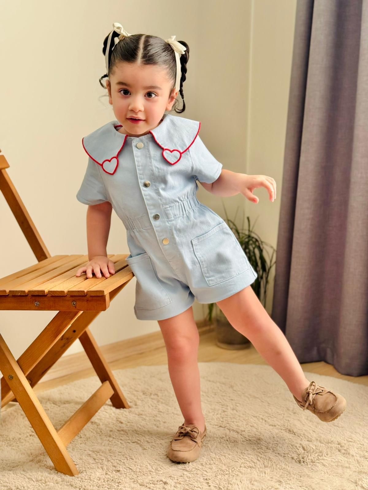 Mavi Kalp Detaylı Tulum