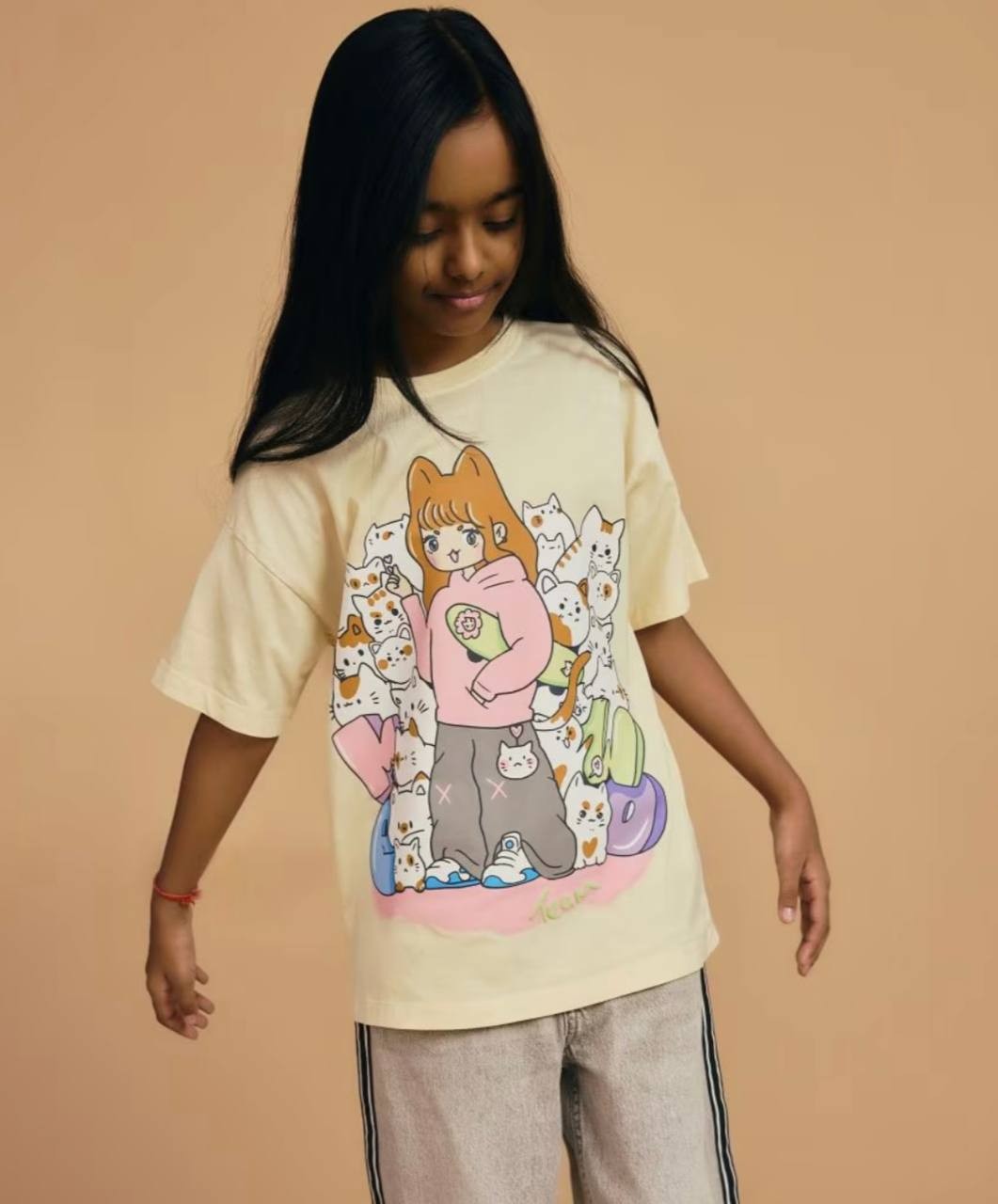 5-14 Yaş Sarı Kedi T-shirt