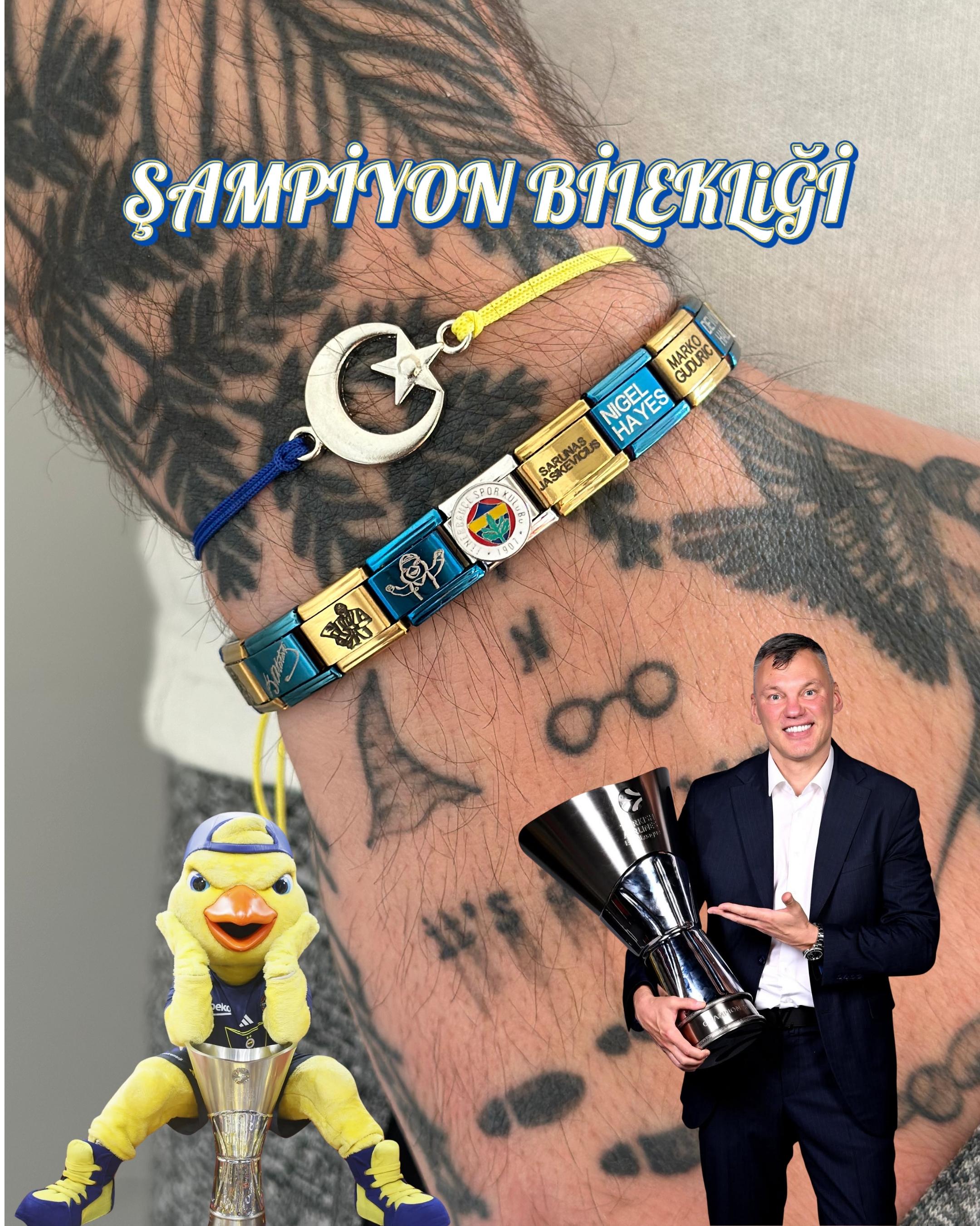 FENERBAHÇE EUROLEAGUE  ŞAMPİYON BİLEKLİĞİ SARI LACİVERT (AY YILDIZ BİLEKLİK HEDİYELİ) 