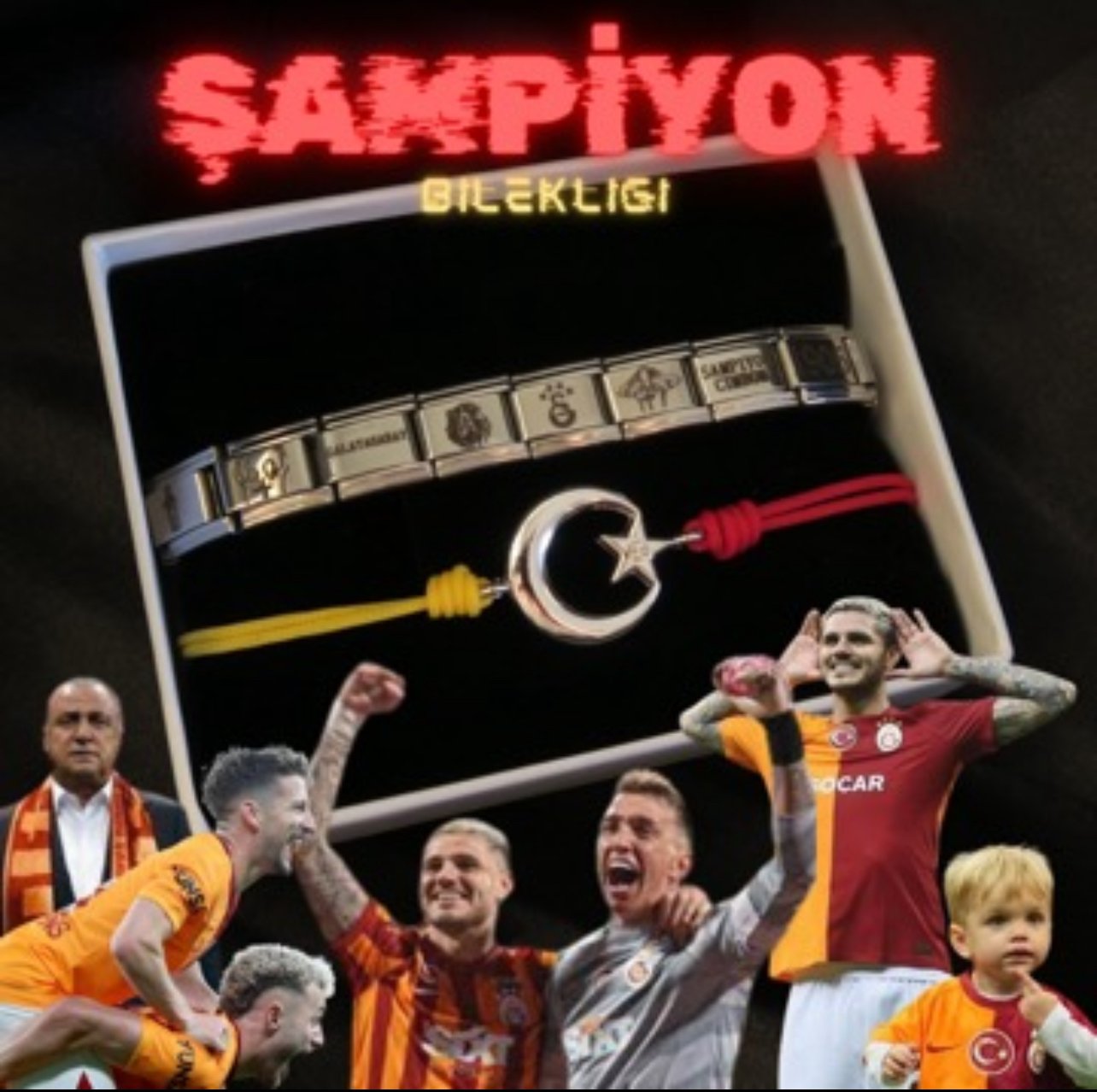 Şampiyon Galatasaray Taraftar Bilekliği (Ay Yıldız Taraftar Bilekliği Hediye)