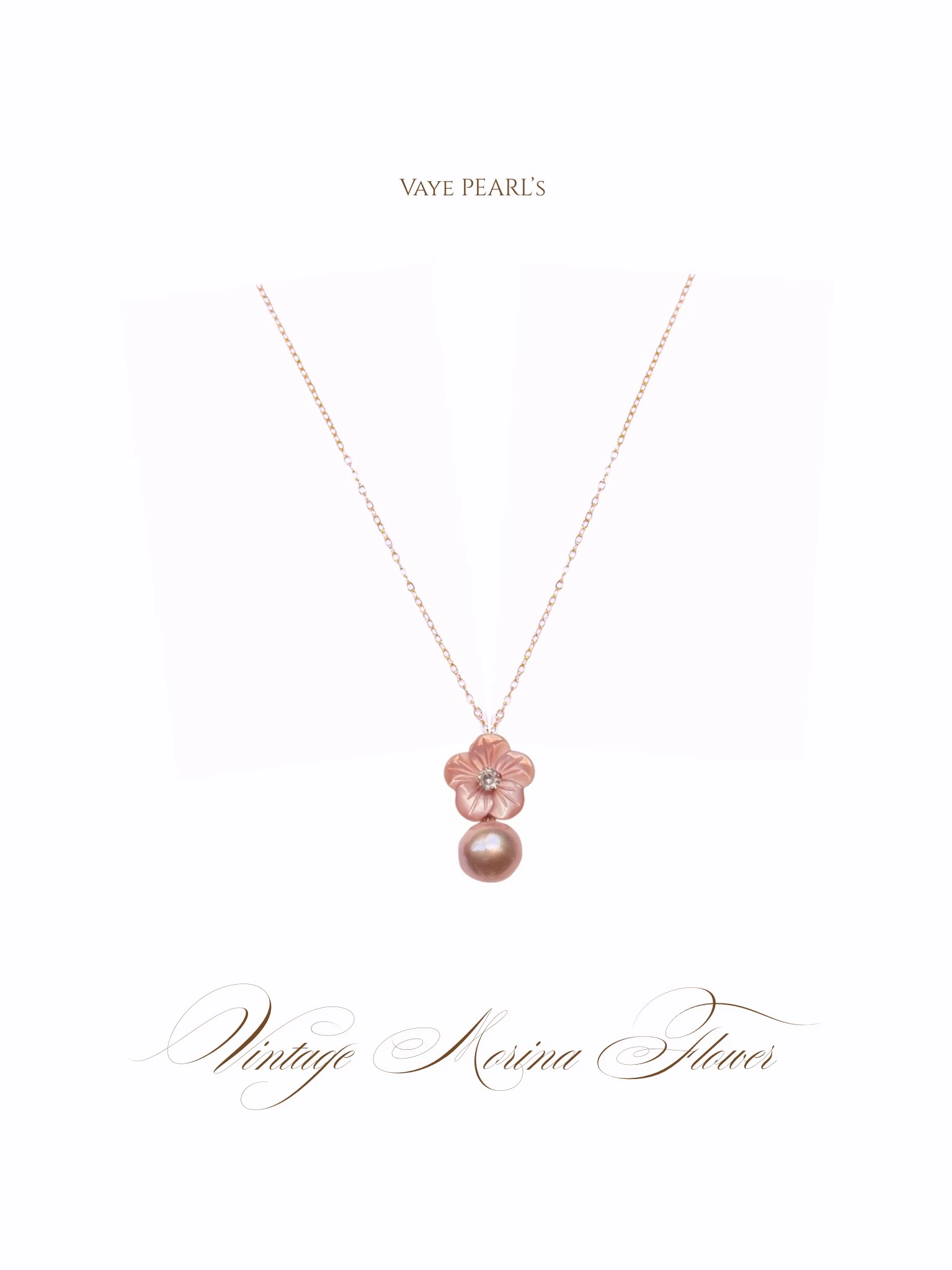 Morina Pink Flower Necklace & Kolye