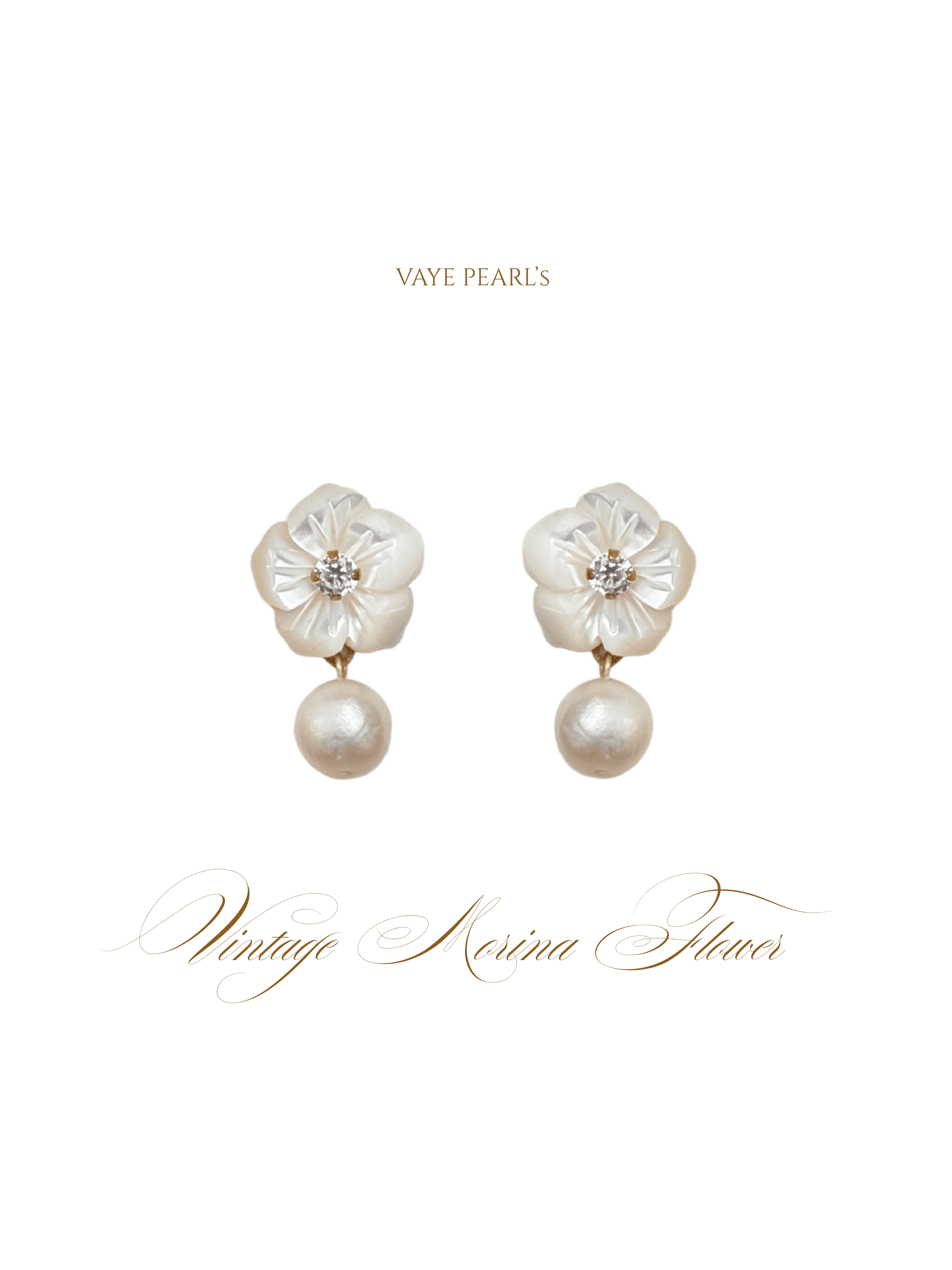 Morina Flower Earring/ Beyaz Sedef Küpe (Ön Sipariş) 