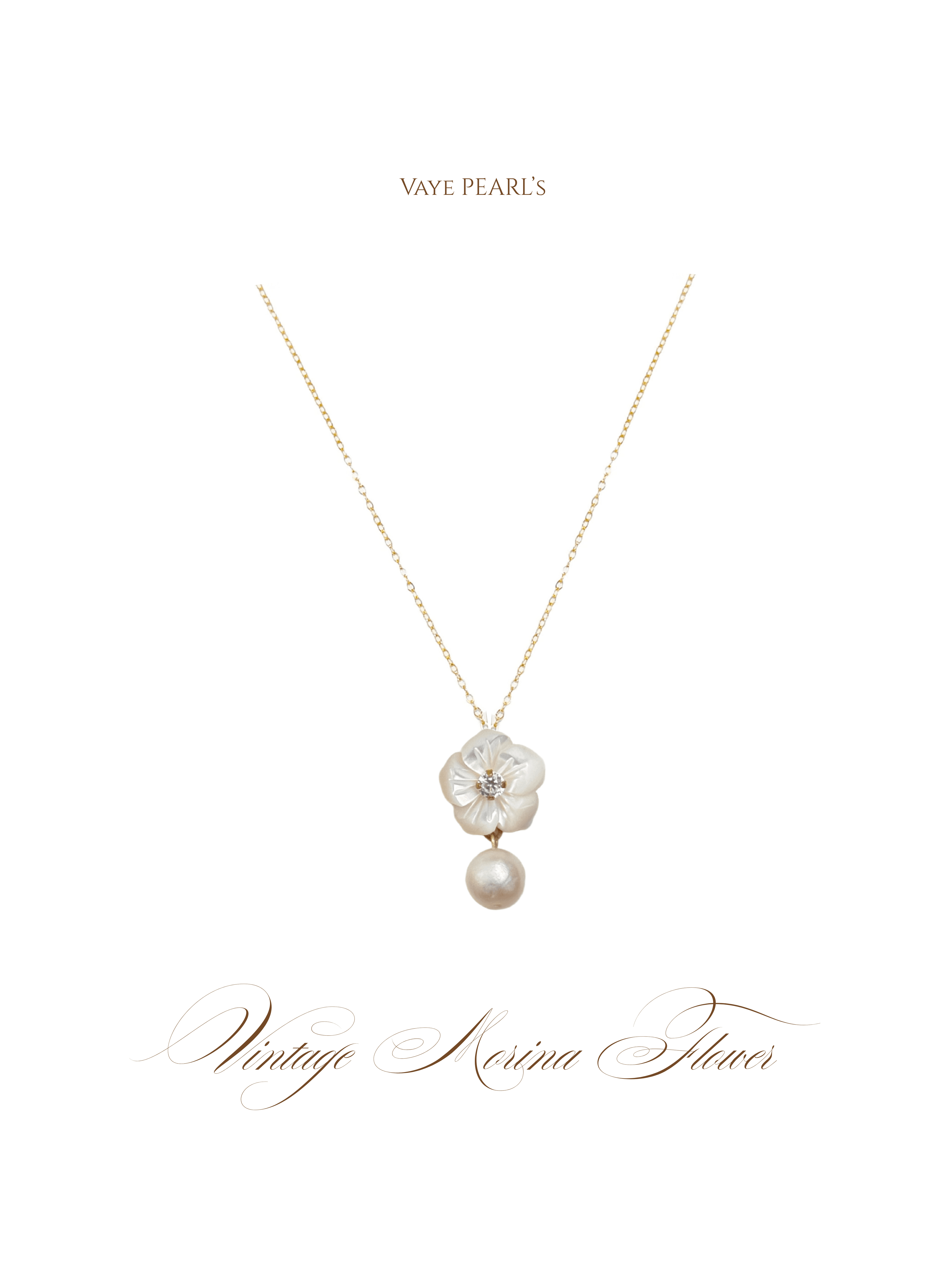 Morina Flower Necklace & Beyaz Sedef Kolye 