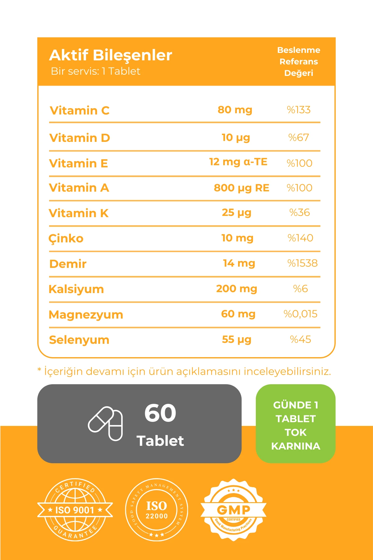 Herovix Multivitamin ve Multimineral 60 Tablet