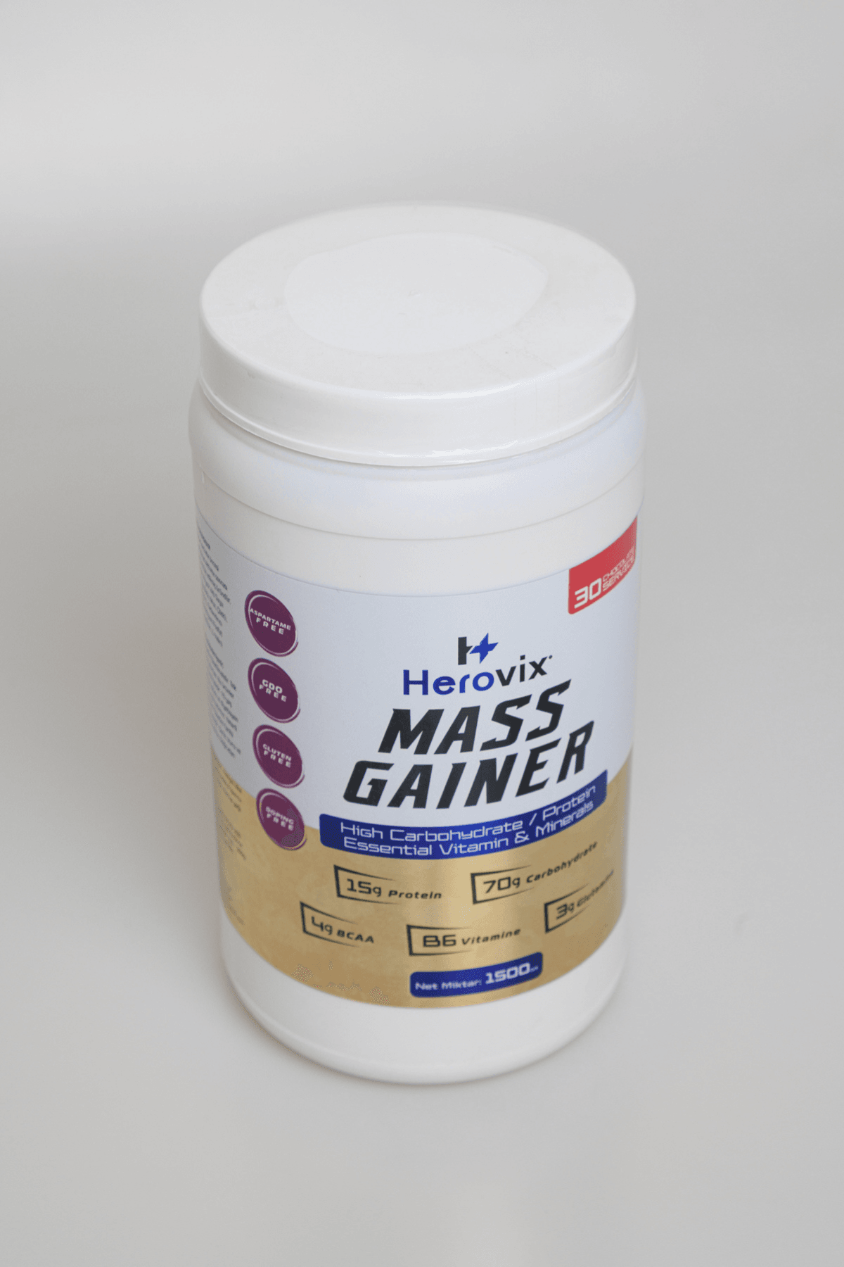 Mass Gainer 1500 gr Çikolata Aromalı – Yüksek Karbonhidrat & Protein – BCAA ve B6 Vitaminli
