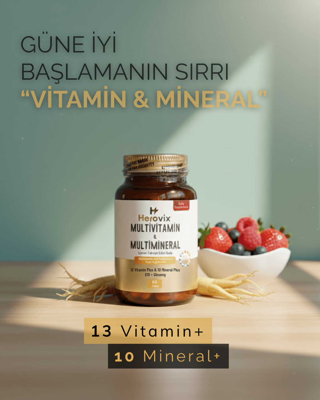 Herovix Multivitamin ve Multimineral 60 Tablet