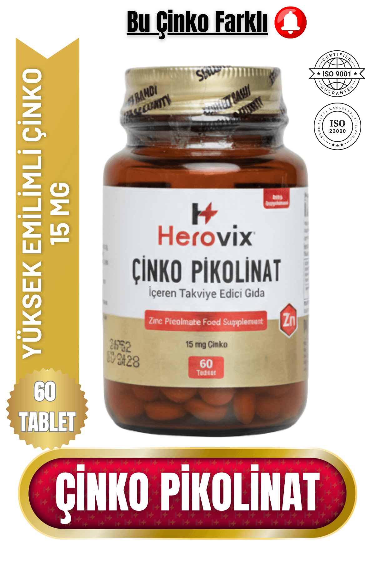 Herovix Çinko Pikolinat 60 Tablet