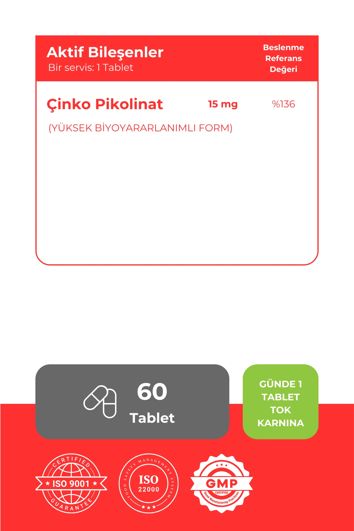 Herovix Çinko Pikolinat 60 Tablet