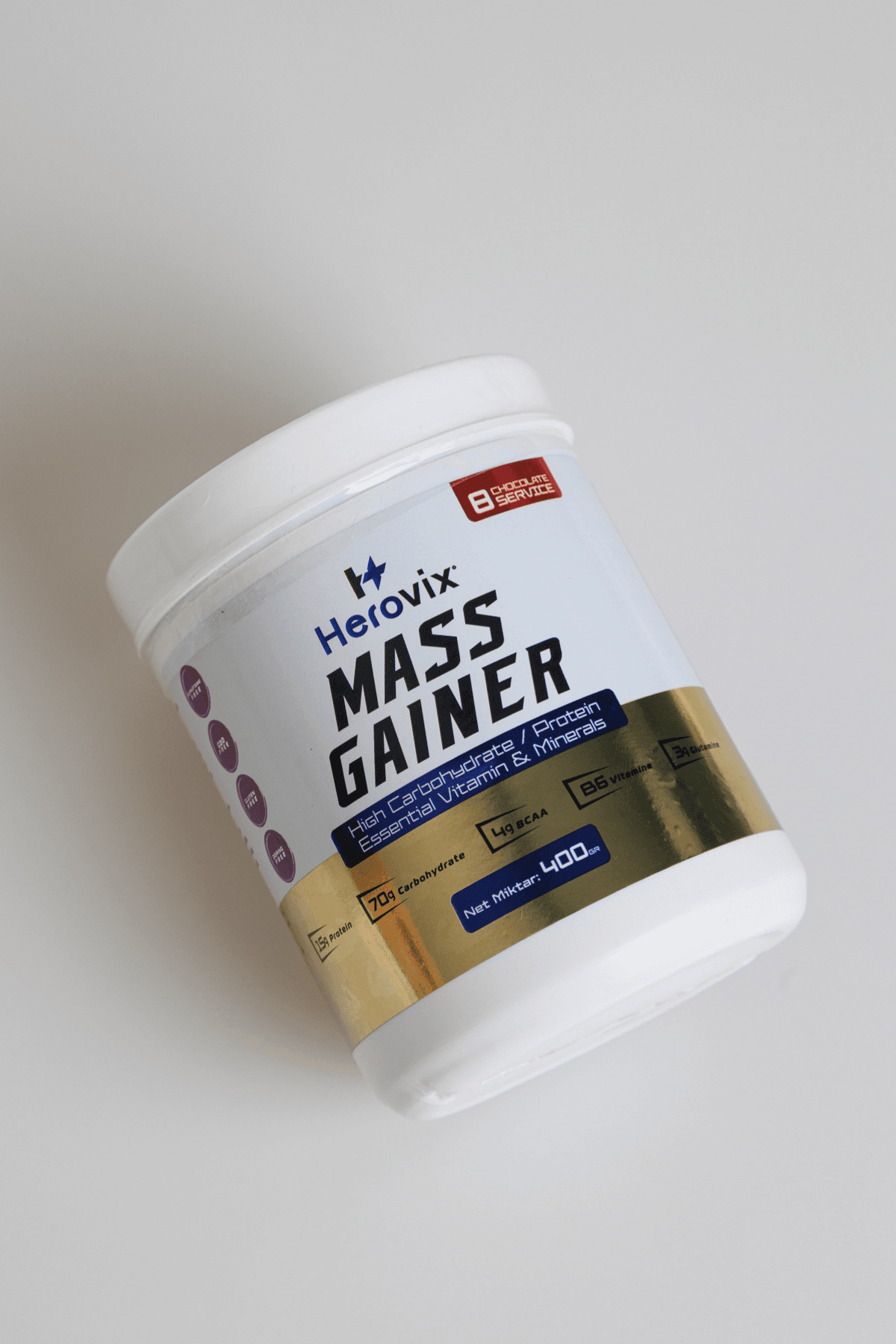 Mass Gainer 400 gr Çikolata Aromalı – Yüksek Karbonhidrat & Protein – BCAA ve B6 Vitaminli