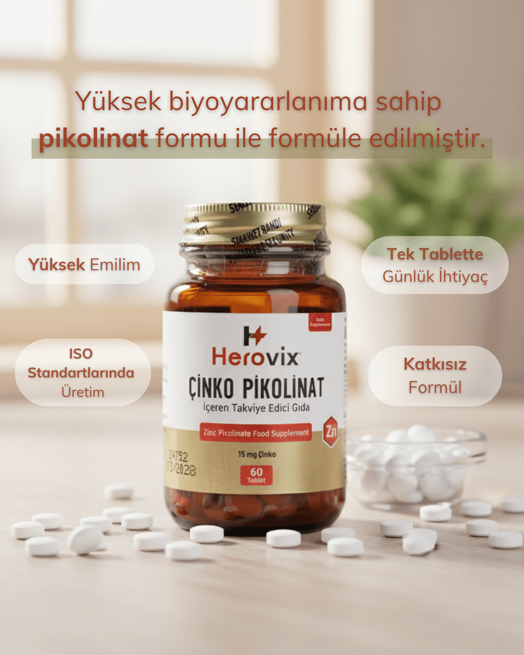 Herovix Çinko Pikolinat 60 Tablet