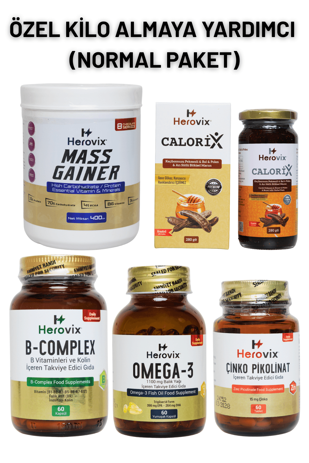Özel Kalori Desteği - Normal Paket ( Omega 3, B Complex, Çinko, Calorix, Gainer 400gr)