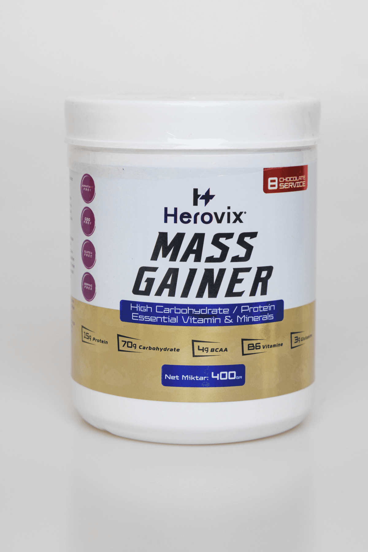 Mass Gainer 400 gr Çikolata Aromalı – Yüksek Karbonhidrat & Protein – BCAA ve B6 Vitaminli