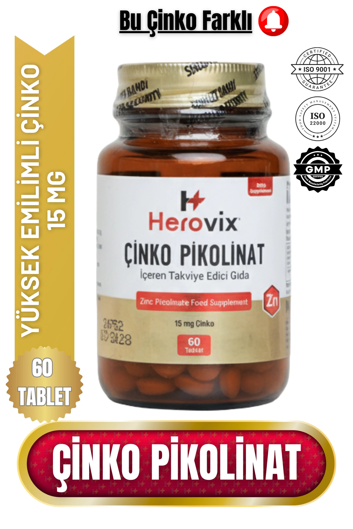 Herovix Çinko Pikolinat 60 Tablet