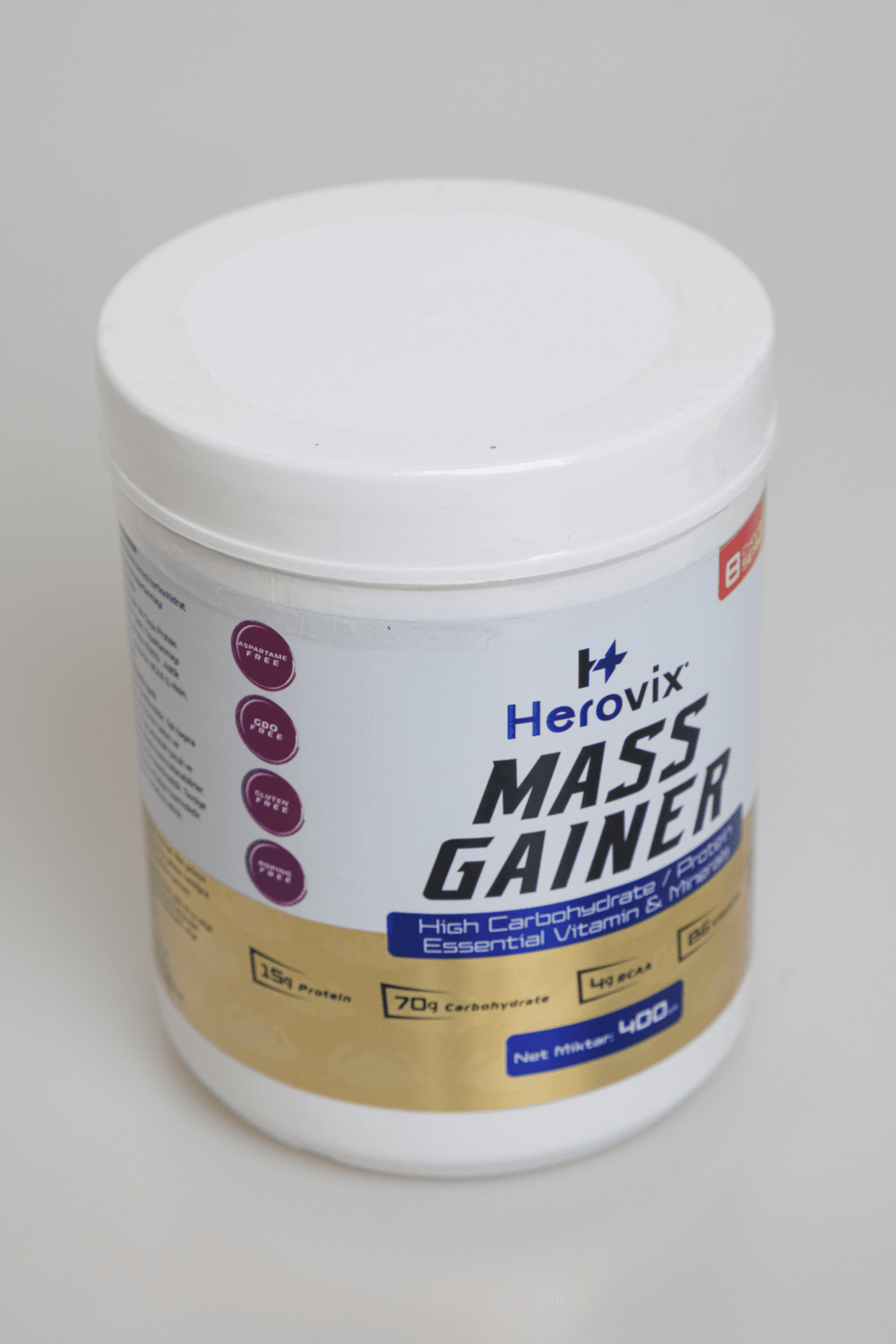 Mass Gainer 400 gr Çikolata Aromalı – Yüksek Karbonhidrat & Protein – BCAA ve B6 Vitaminli