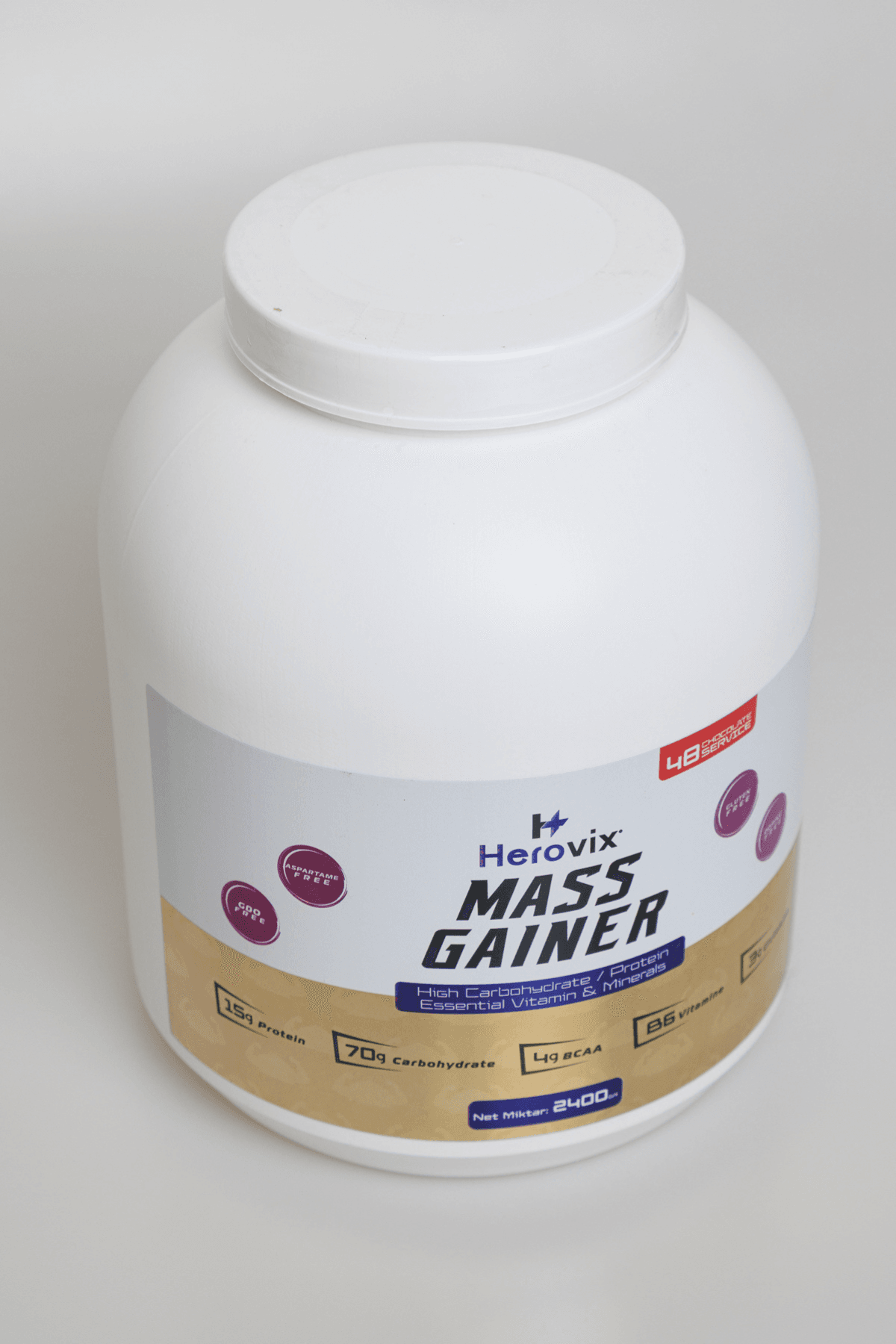 Mass Gainer 2400 gr Çikolata Aromalı – Yüksek Karbonhidrat & Protein – BCAA ve B6 Vitaminli