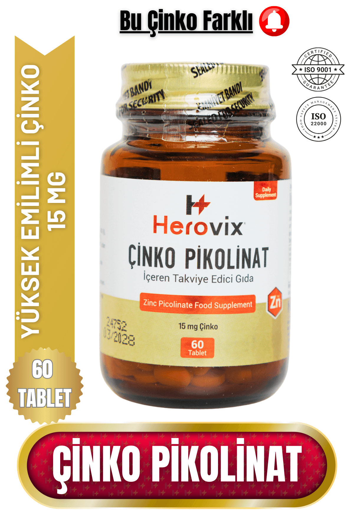 Herovix Çinko Pikolinat 60 Tablet