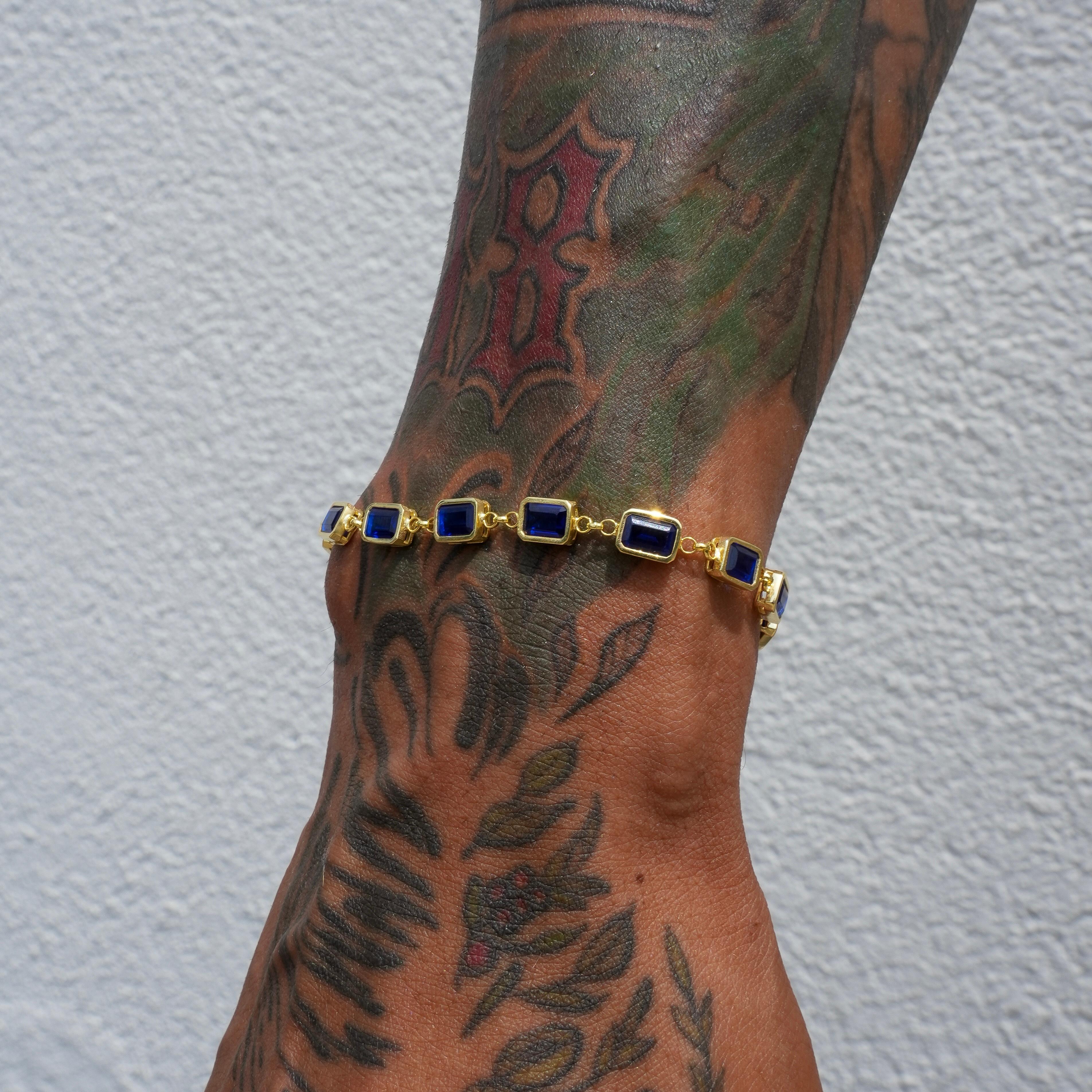 NAVY BLUE BAUGETTE BRACELET 925