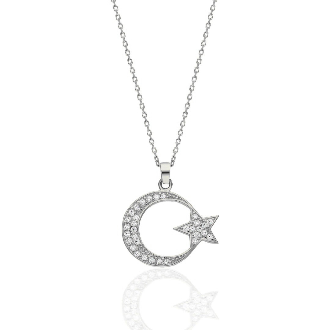 ICY TURKISH FLAG NECKLACE 925