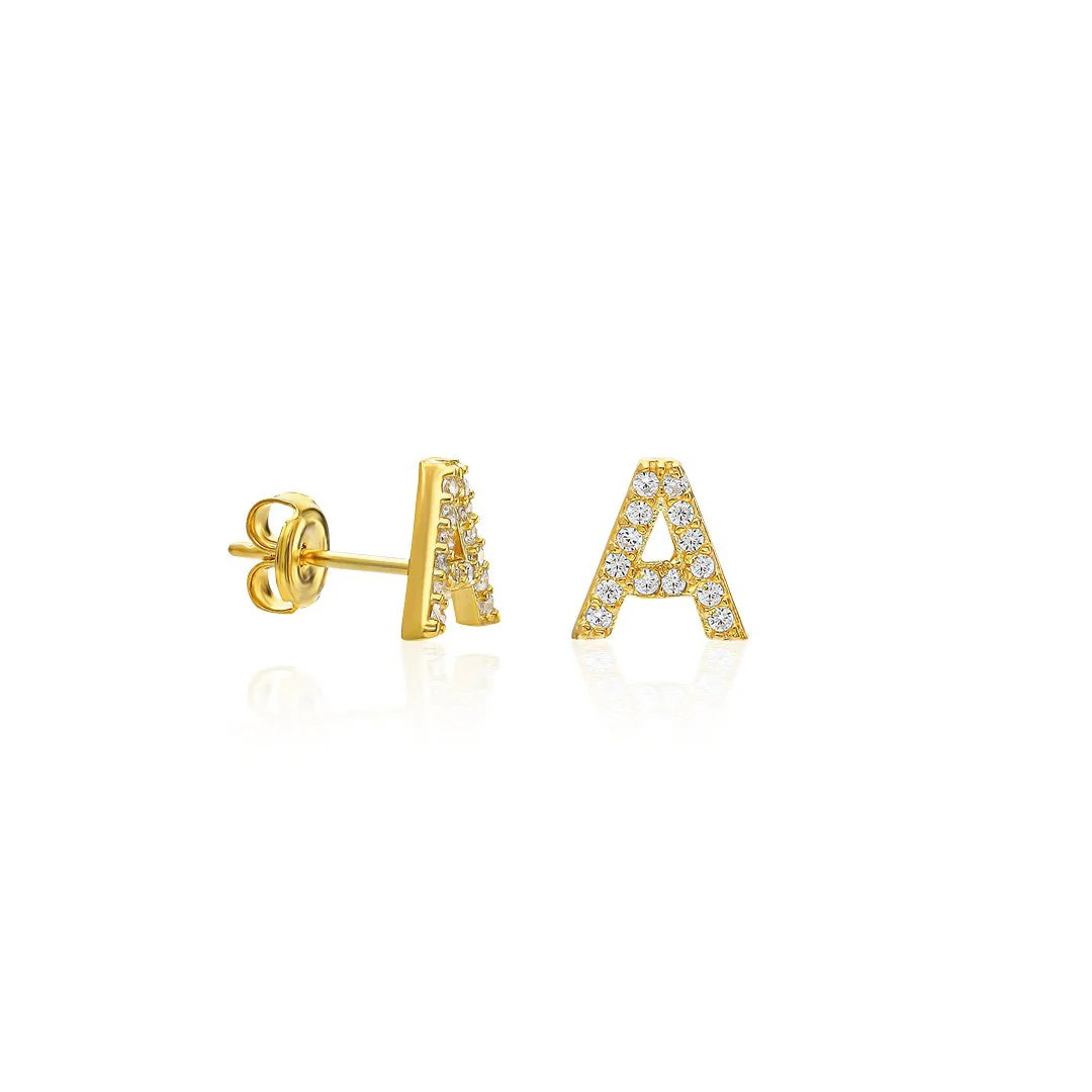 ICED OUT INITIAL EARRINGS 925