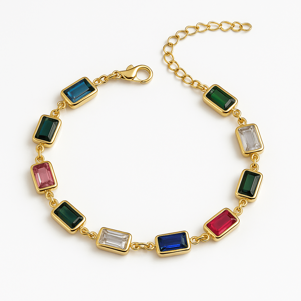 MIXED COLOR BAUGETTE BRACELET 925