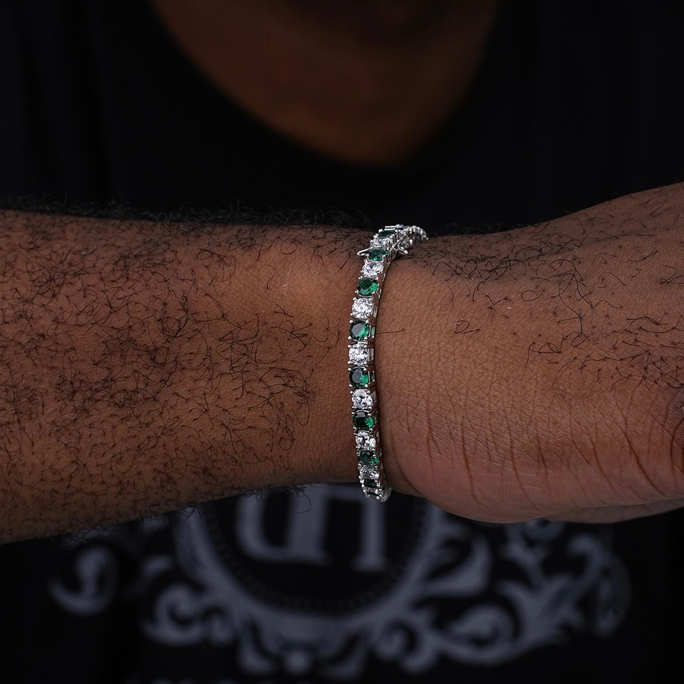 WHITE GREEN TENNIS BRACELET 925