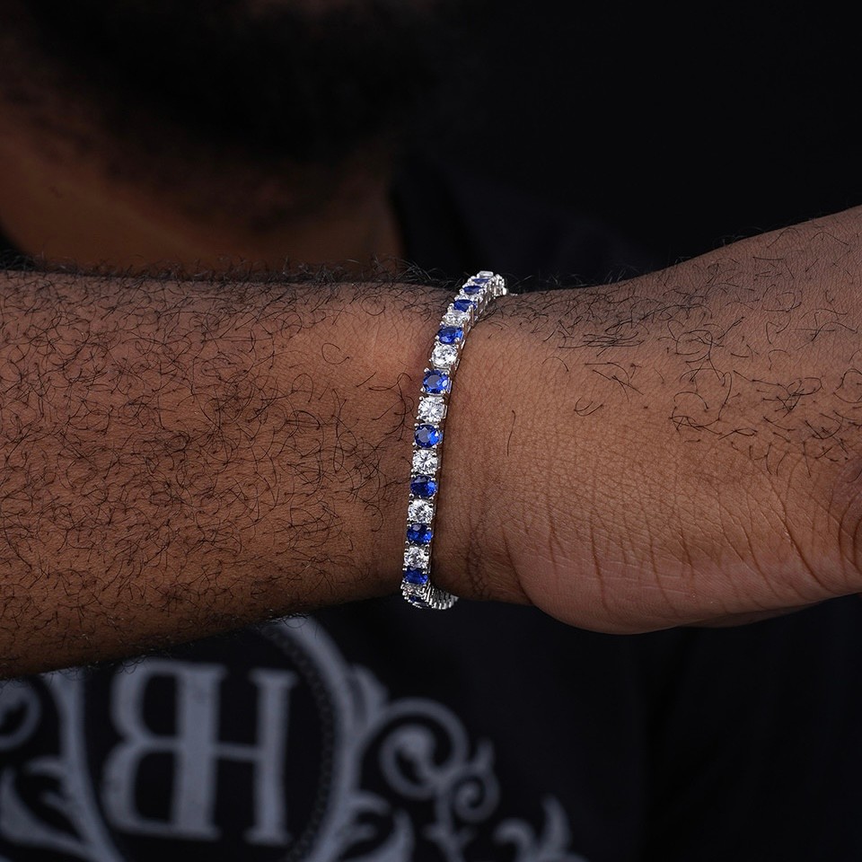 WHITE BLUE TENNIS BRACELET 925