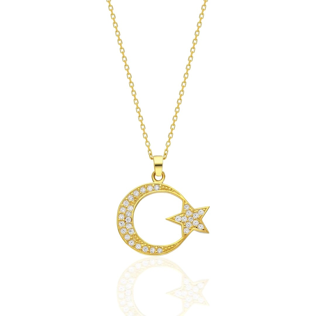 ICY TURKISH FLAG NECKLACE 925