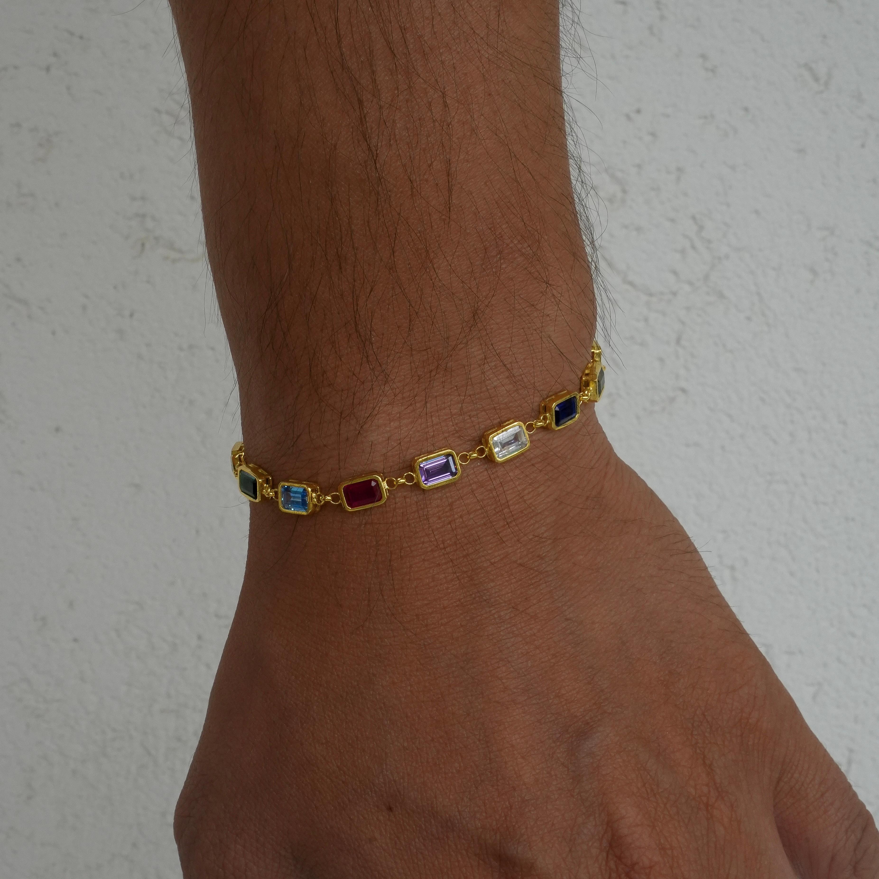 MIXED COLOR BAUGETTE BRACELET 925