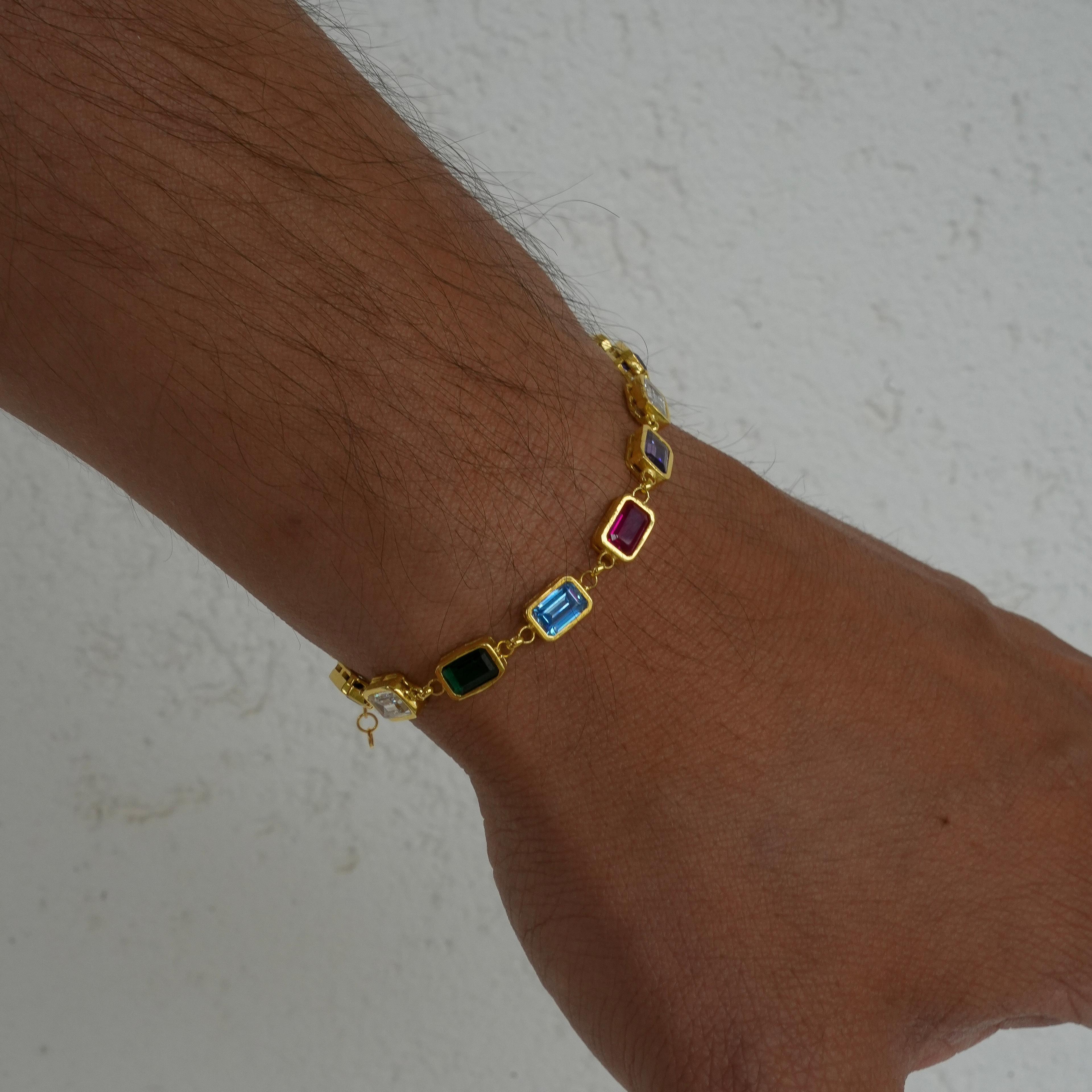 MIXED COLOR BAUGETTE BRACELET 925