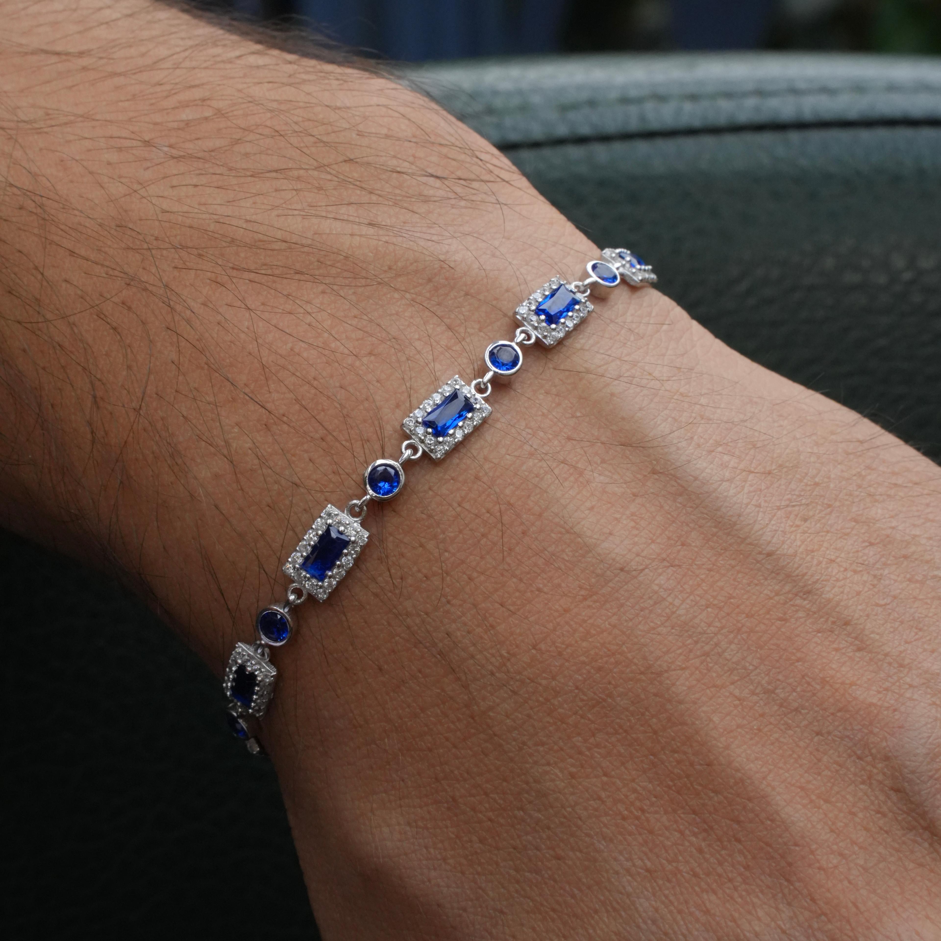 NAVY BLUE LINK BRACELET 925