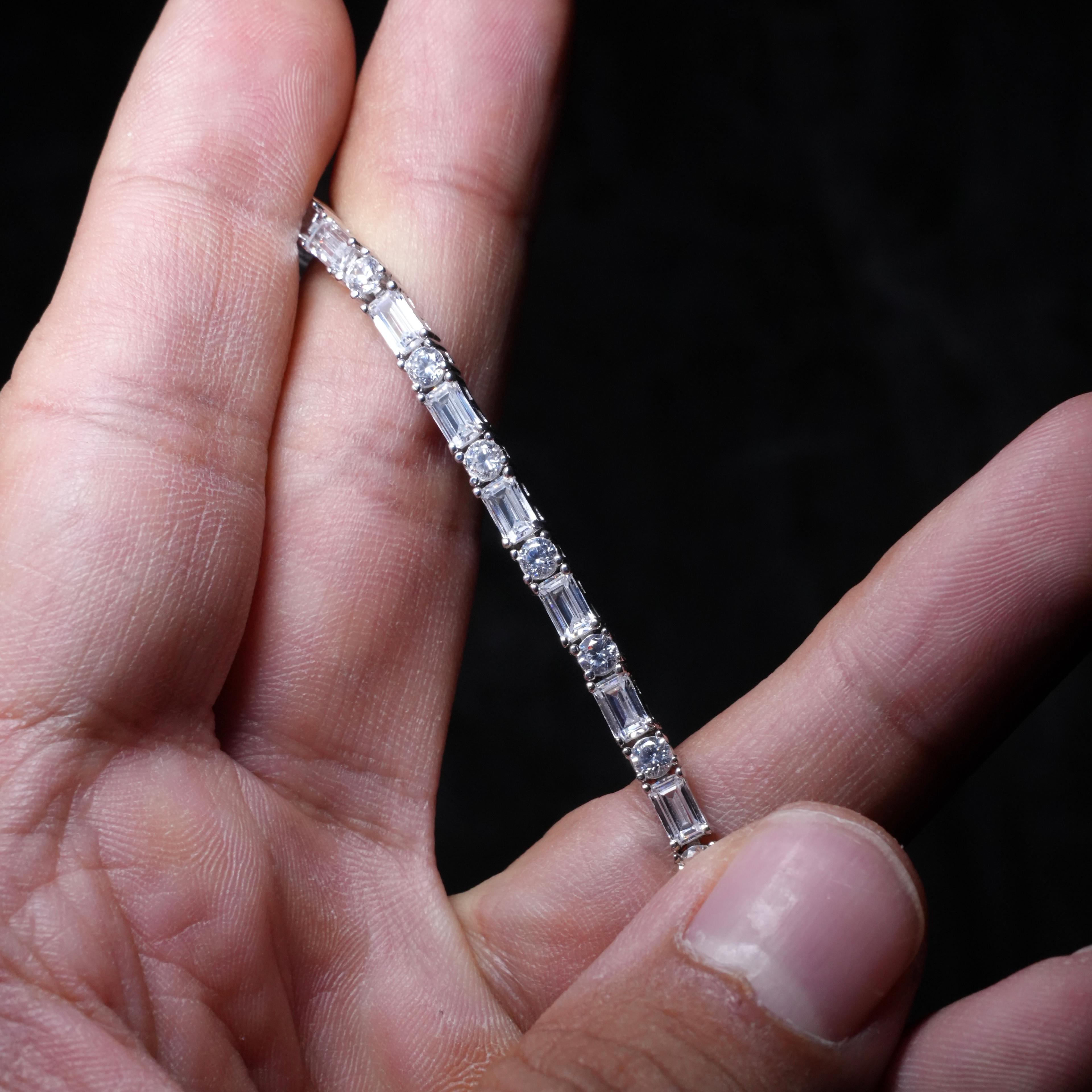 BAUGETTE CUT TENNIS BRACELET 925 