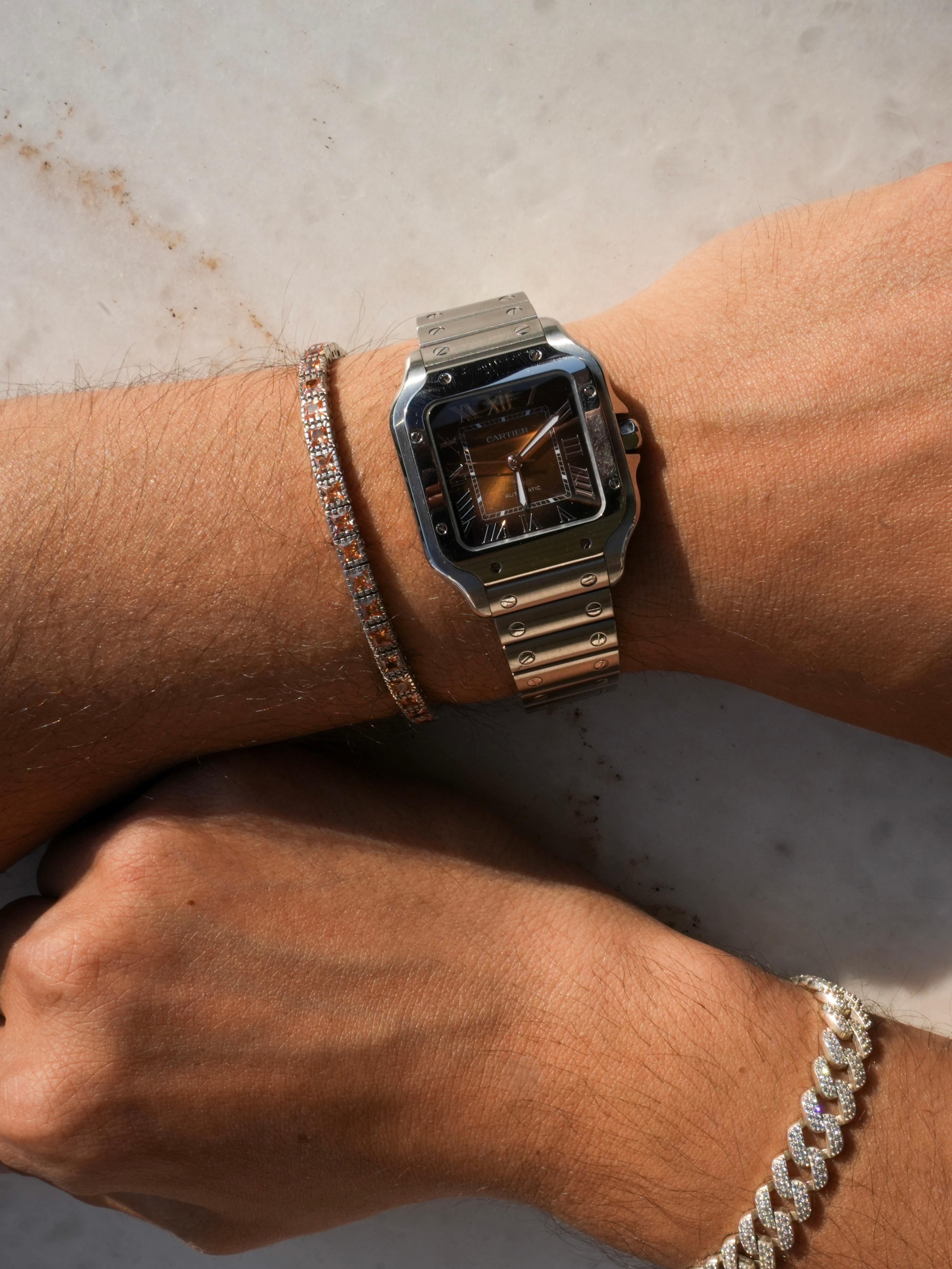 BROWN CUBE BRACELET 925