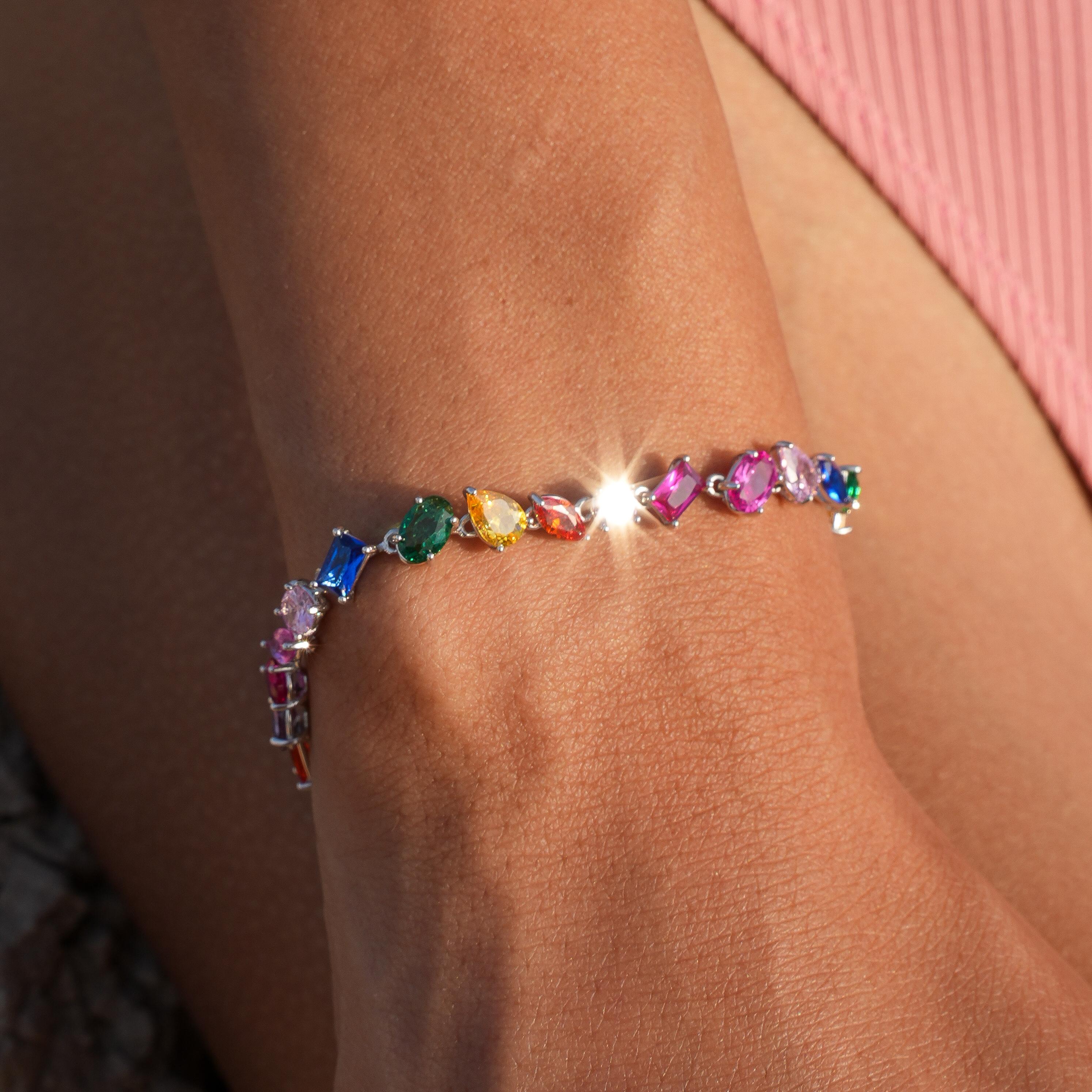 MULTI-COLOR DIAMOND CUT BRACELET 925