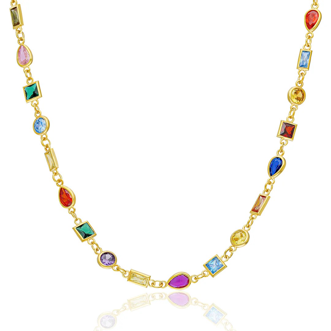 COLORFUL MIXED STONE NECKLACE 925