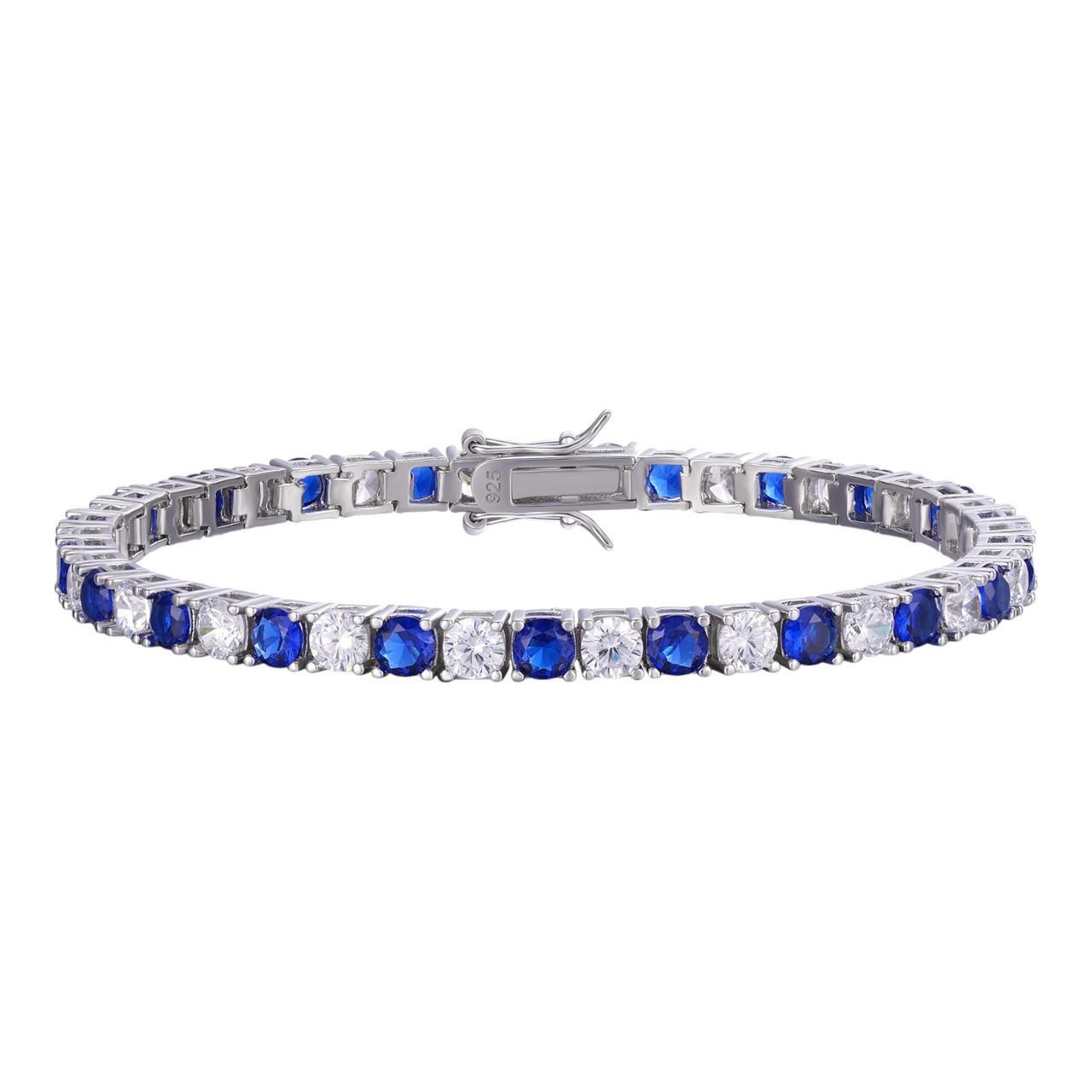 WHITE BLUE TENNIS BRACELET 925