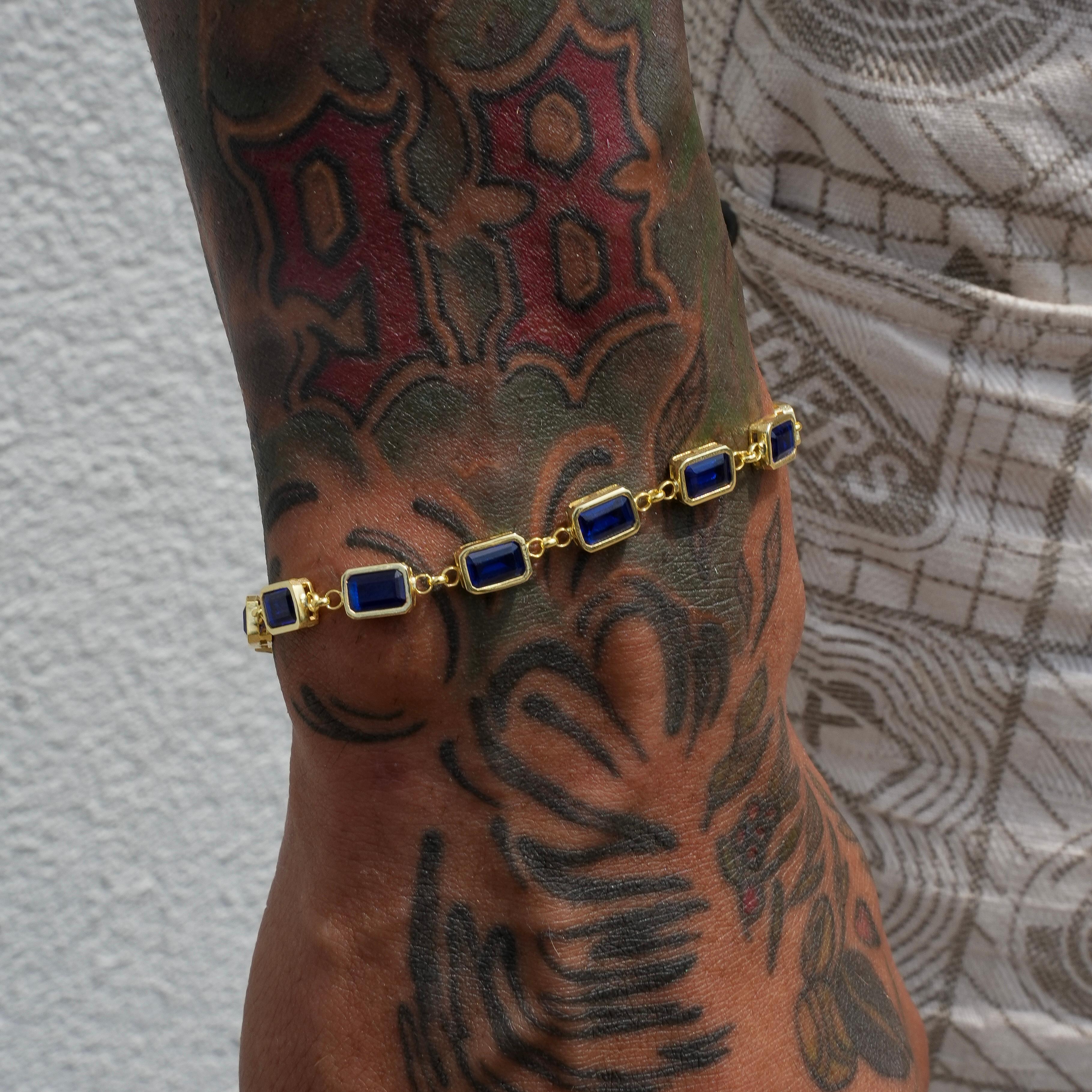 NAVY BLUE BAUGETTE BRACELET 925