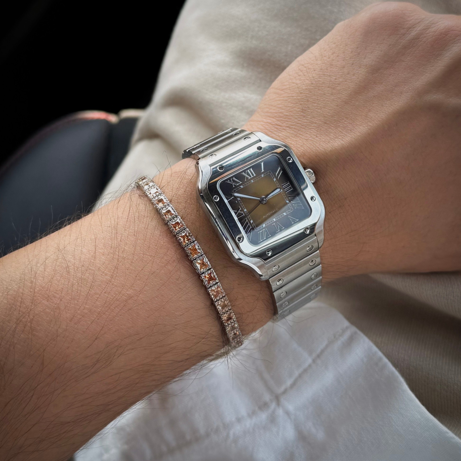BROWN CUBE BRACELET 925