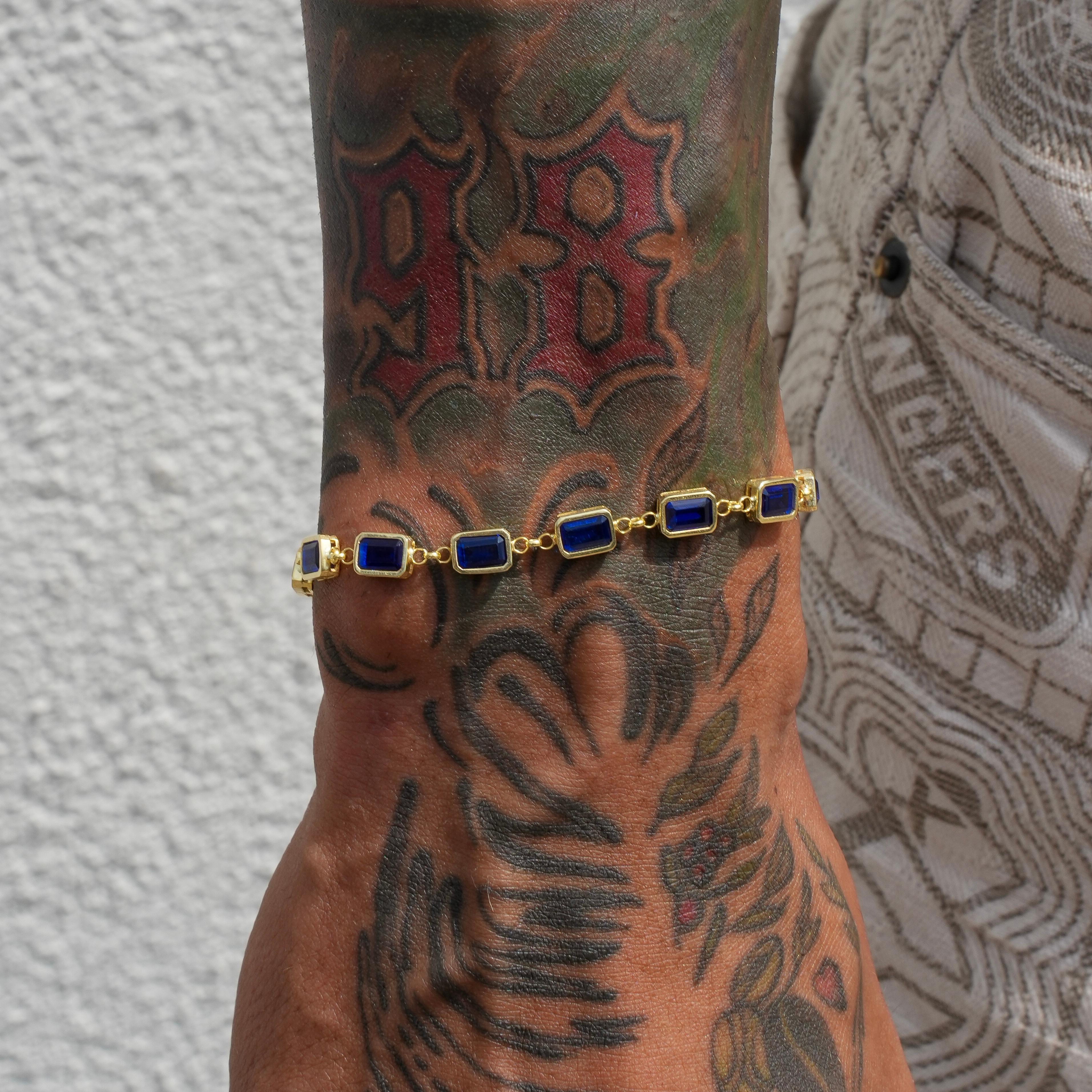 NAVY BLUE BAUGETTE BRACELET 925