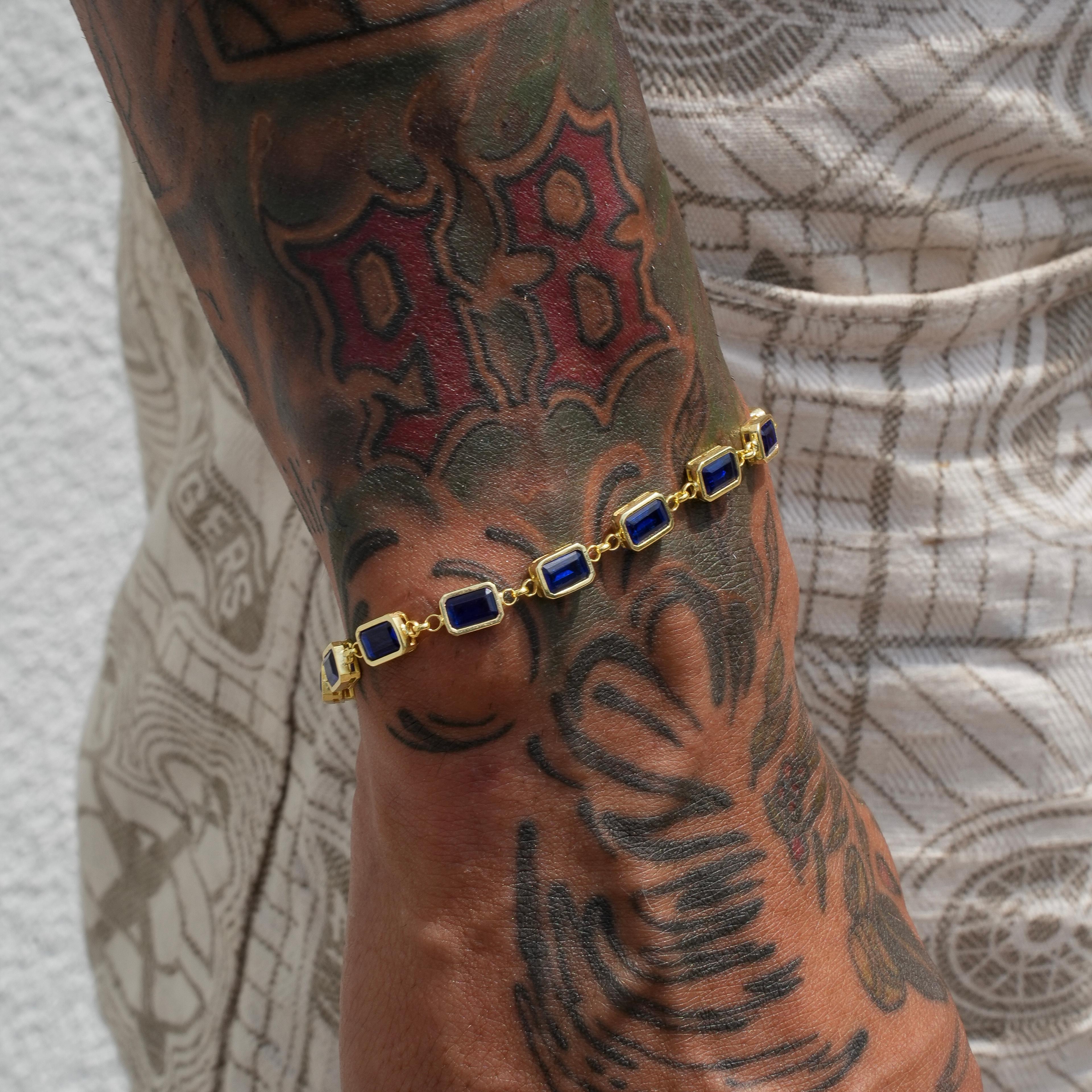 NAVY BLUE BAUGETTE BRACELET 925