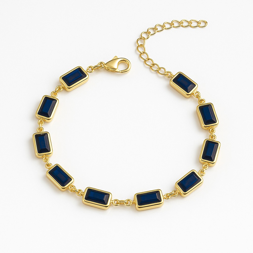 NAVY BLUE BAUGETTE BRACELET 925
