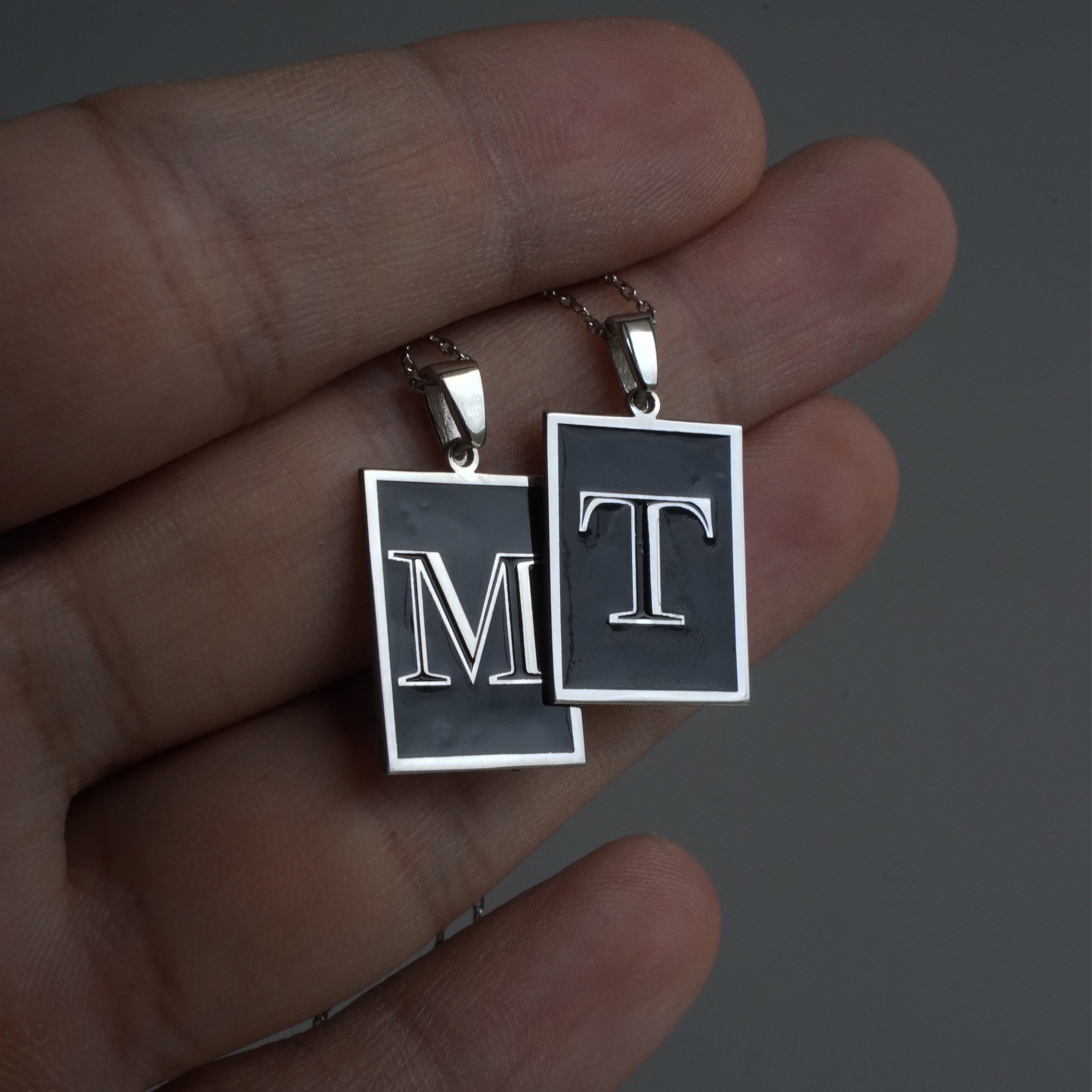 BLACK INITIAL NECKLACE