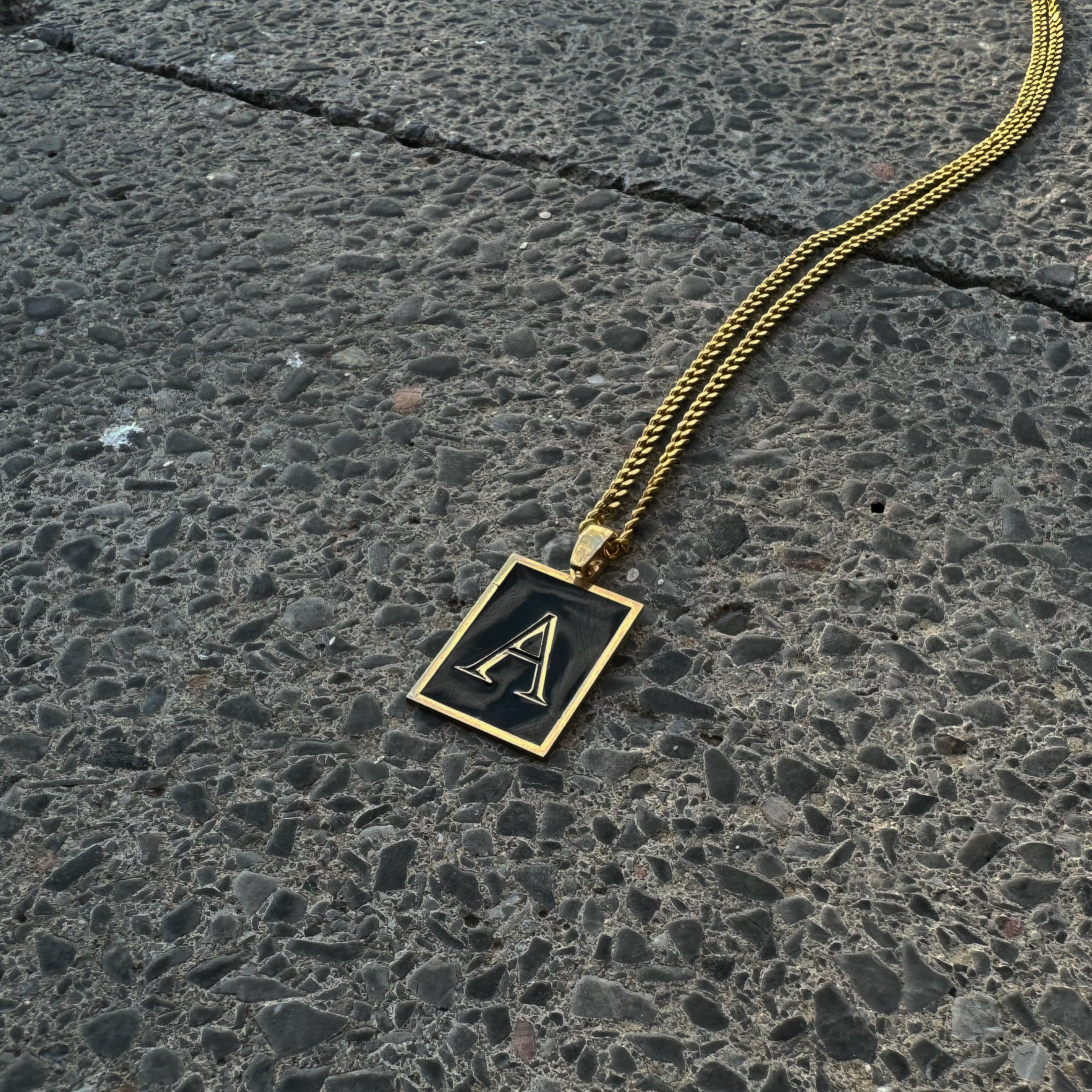 BLACK INITIAL NECKLACE