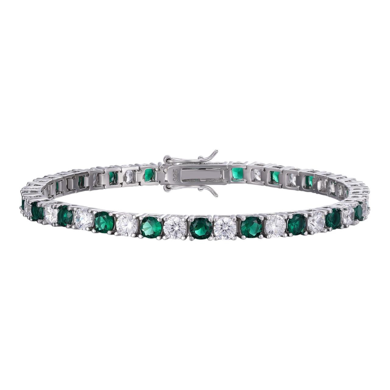 WHITE GREEN TENNIS BRACELET 925