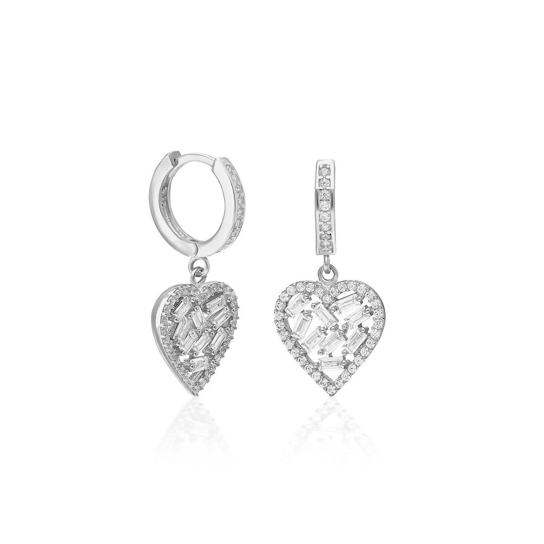 BAUGETTE HEART EARRINGS 925