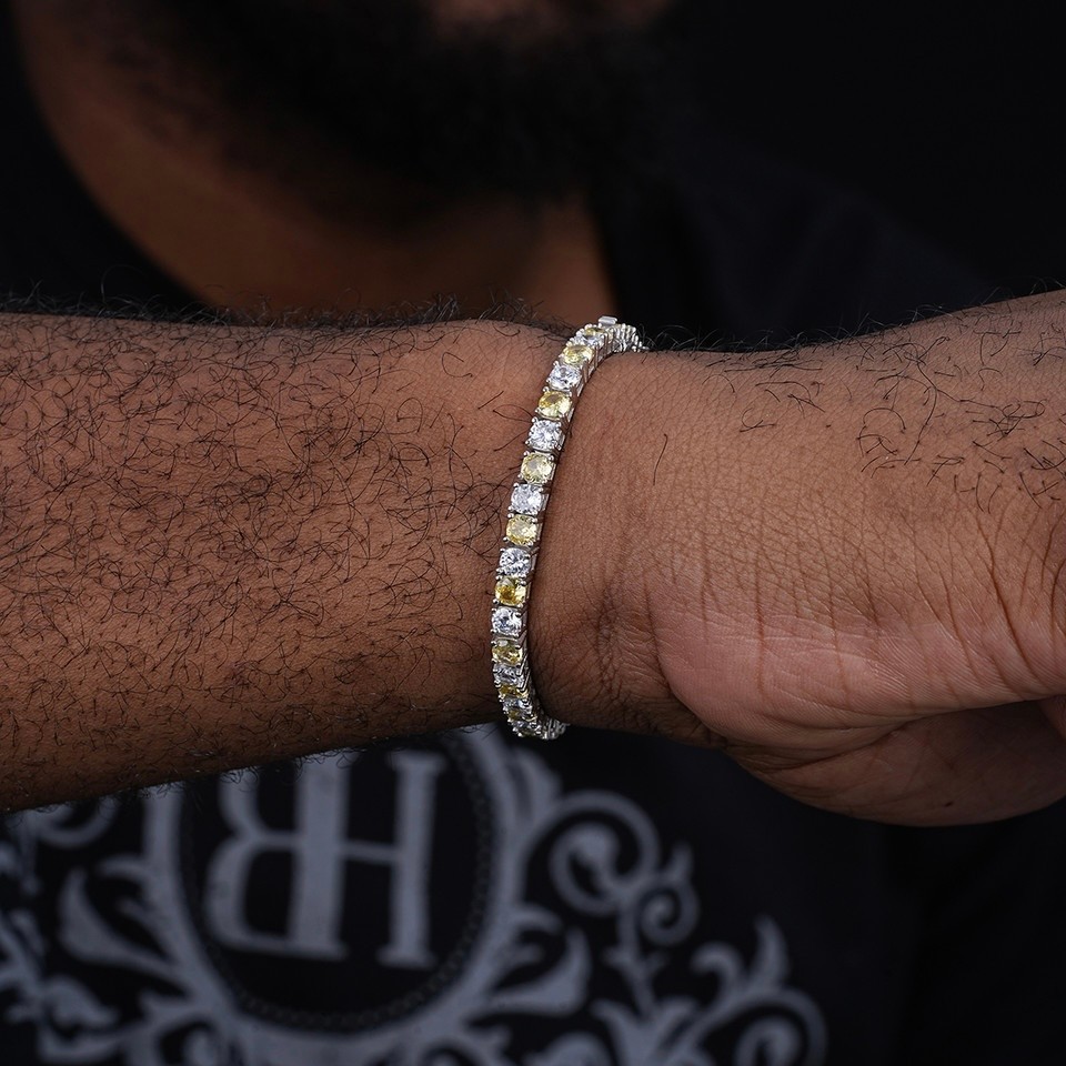 WHITE YELLOW TENNIS BRACELET 925